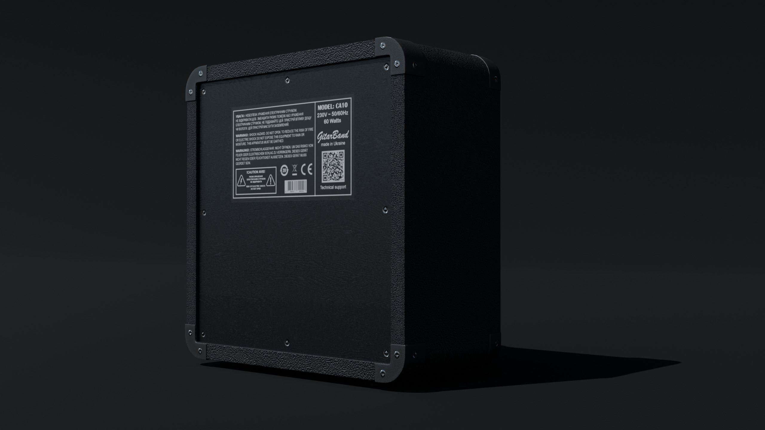 Electro-acoustic guitar and  Guitar Combo amplifier and Stand Low-poly 3D model_18