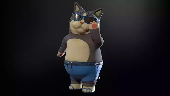 Cat in Glass Low-poly 3D model