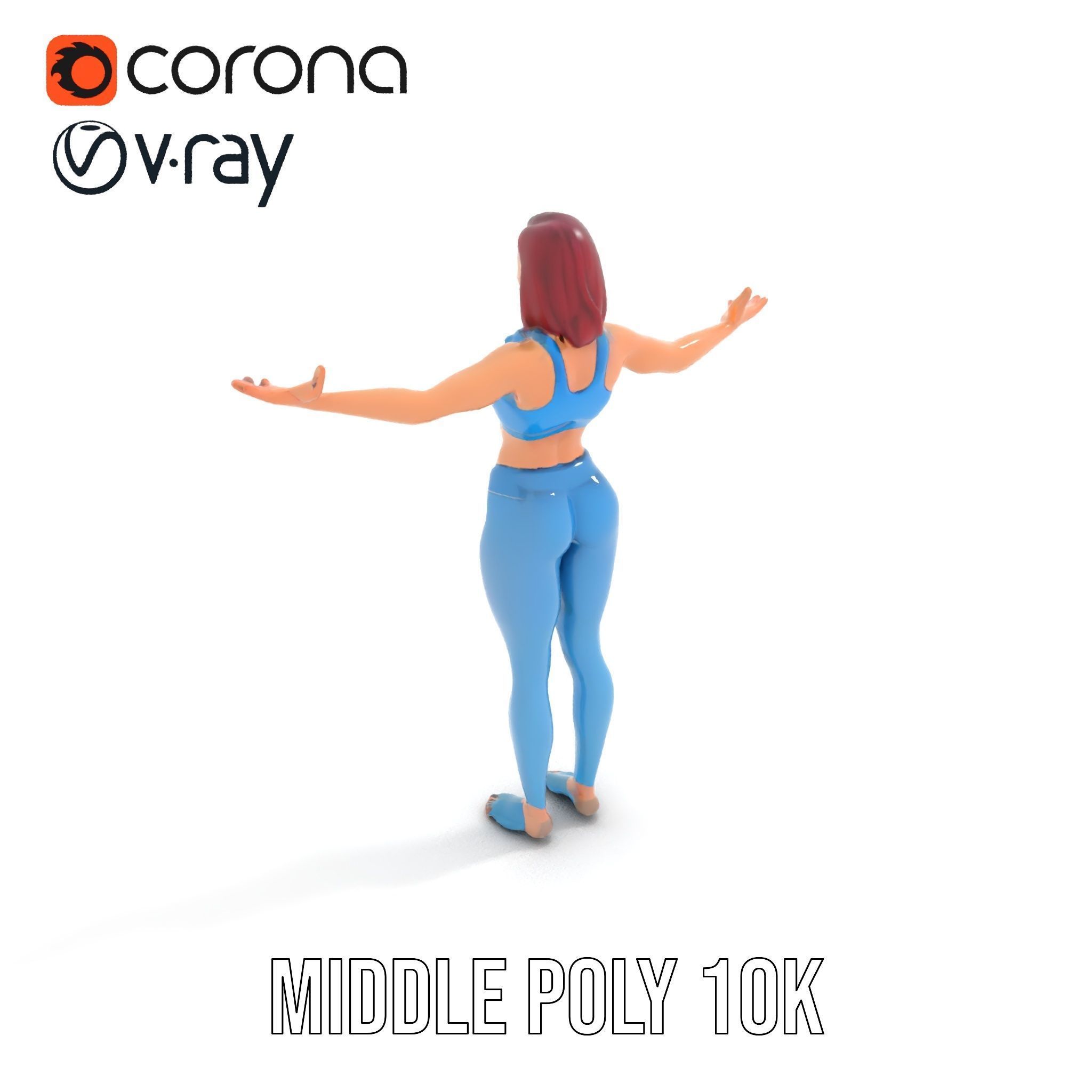 Fitness Enthusiast D Character Model Rigged and Animated Low-poly 3D model_10