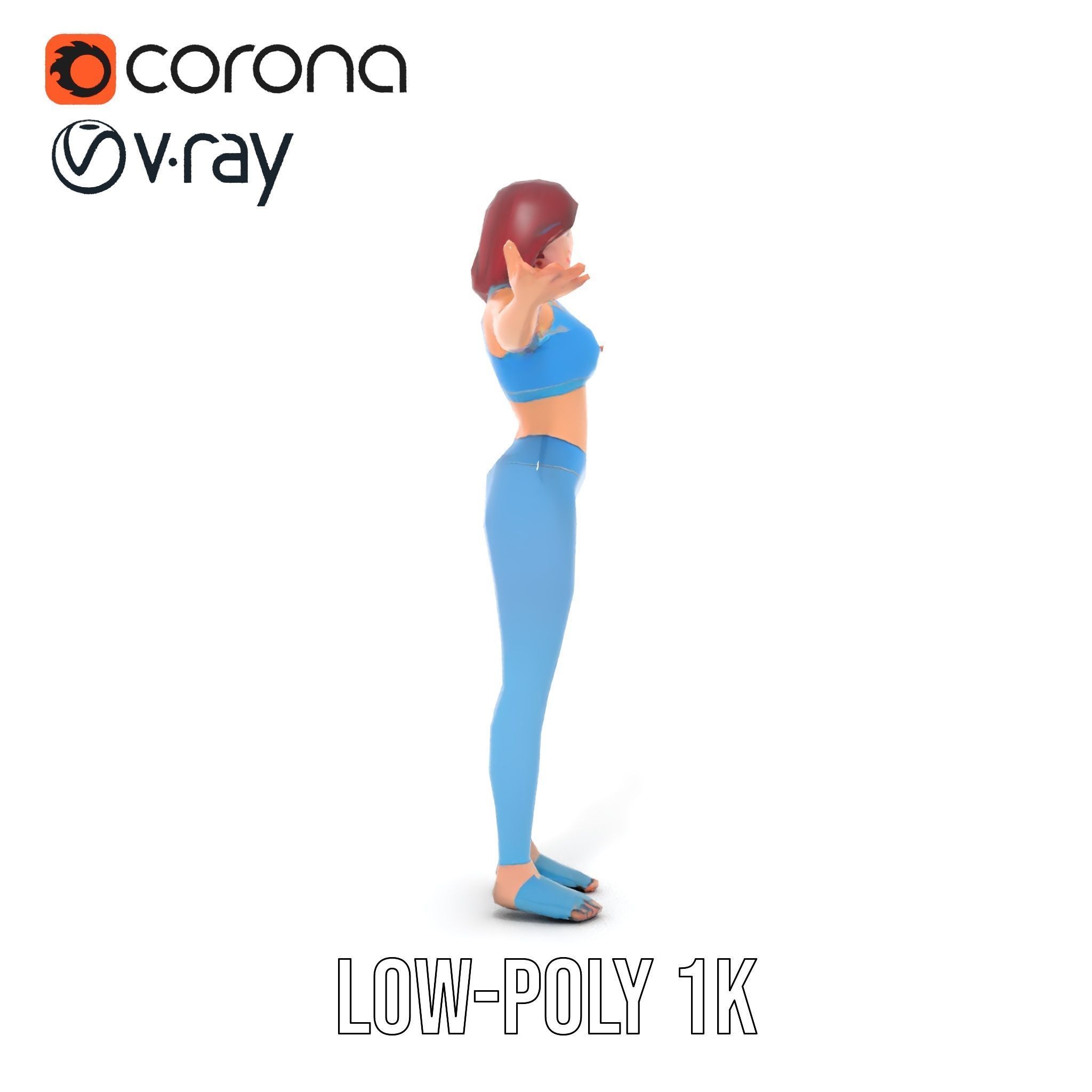 Fitness Enthusiast D Character Model Rigged and Animated Low-poly 3D model_7