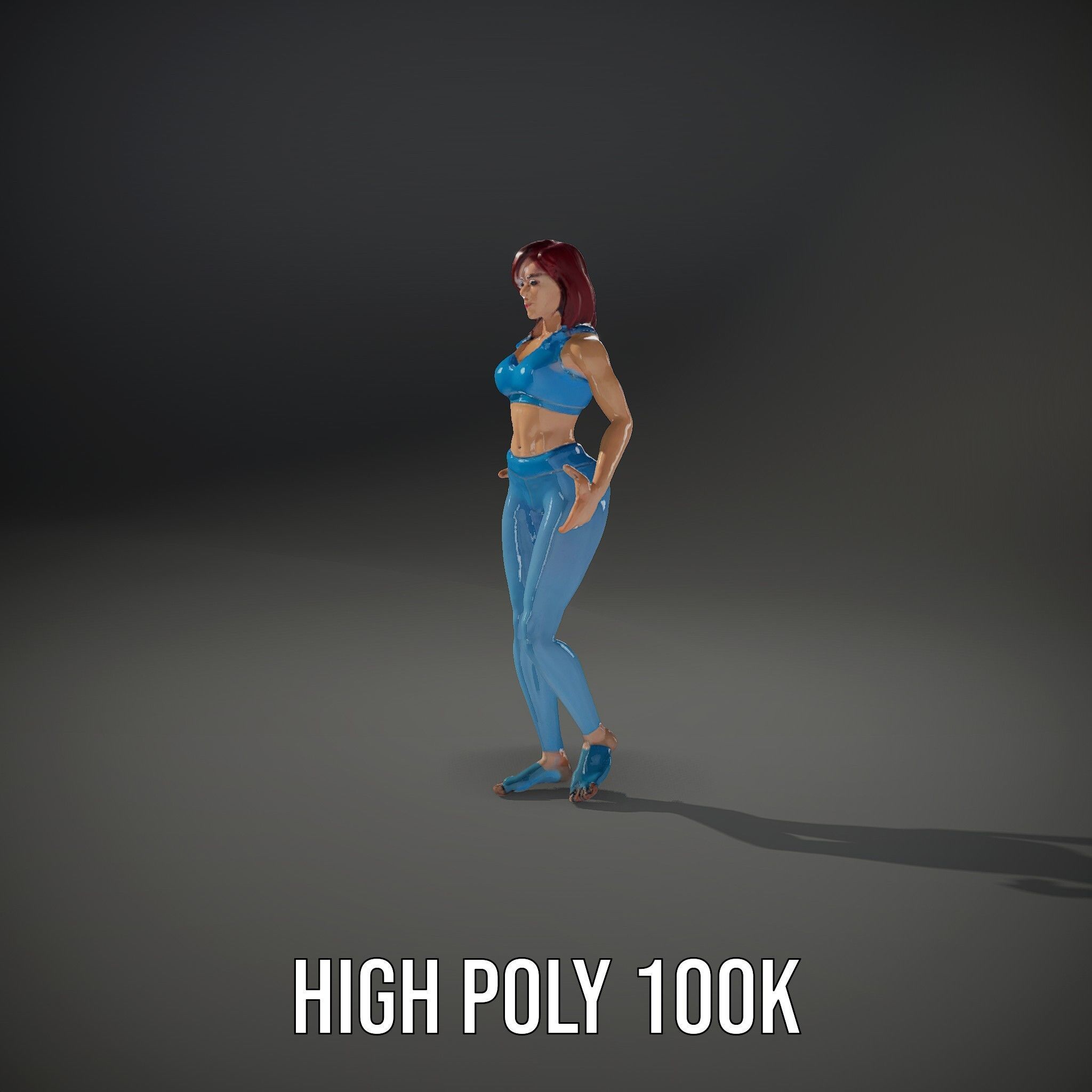 Fitness Enthusiast D Character Model Rigged and Animated Low-poly 3D model_21