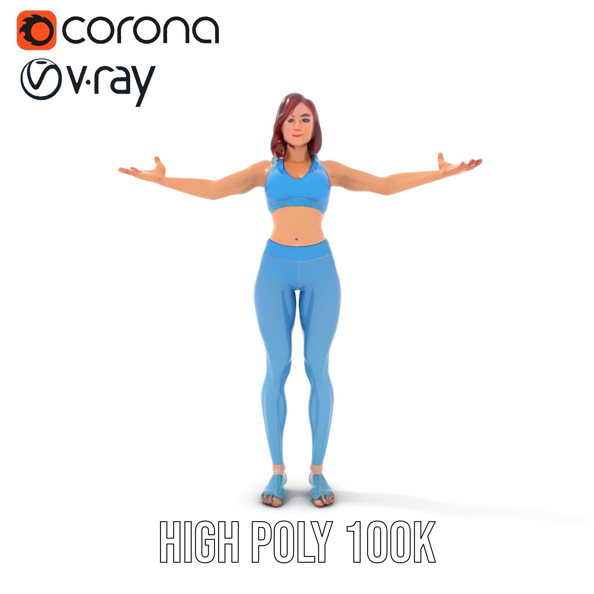 Fitness Enthusiast D Character Model Rigged and Animated Low-poly 3D model_12