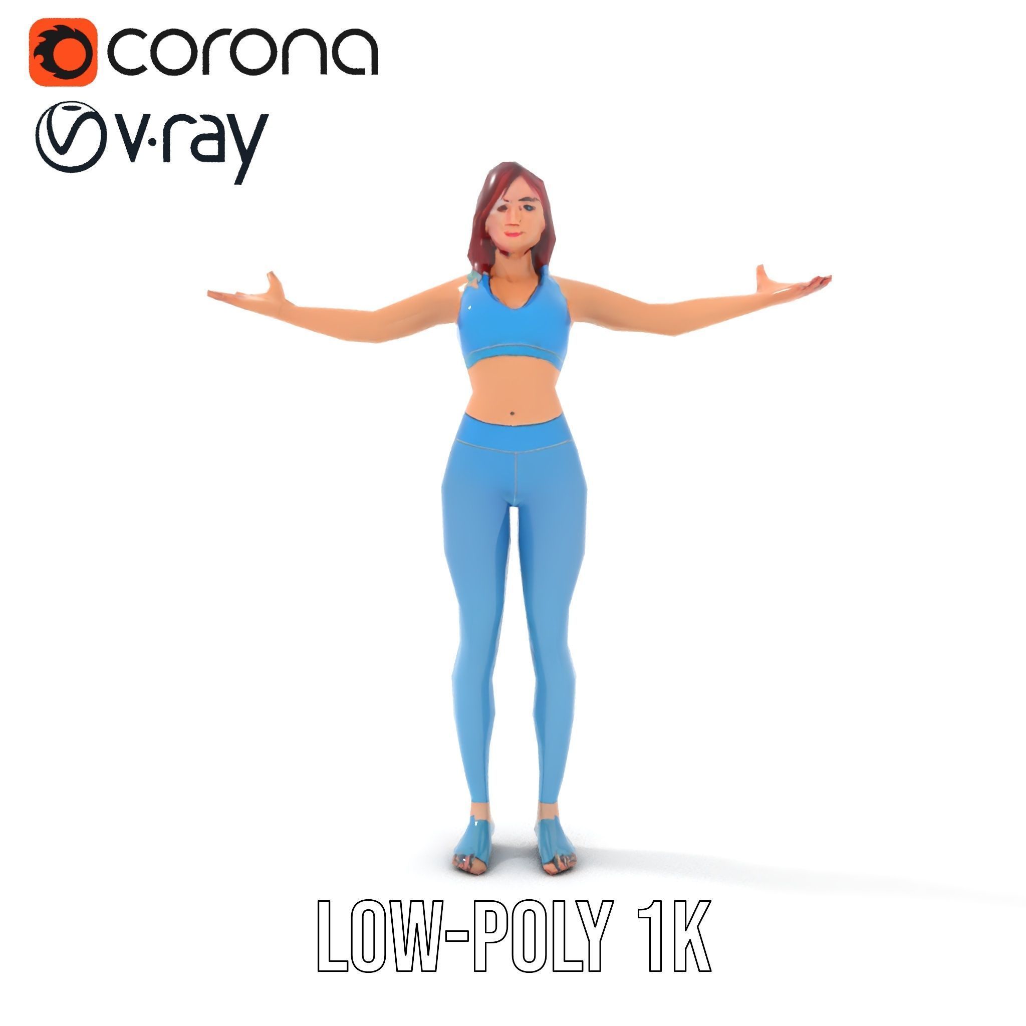 Fitness Enthusiast D Character Model Rigged and Animated Low-poly 3D model_30