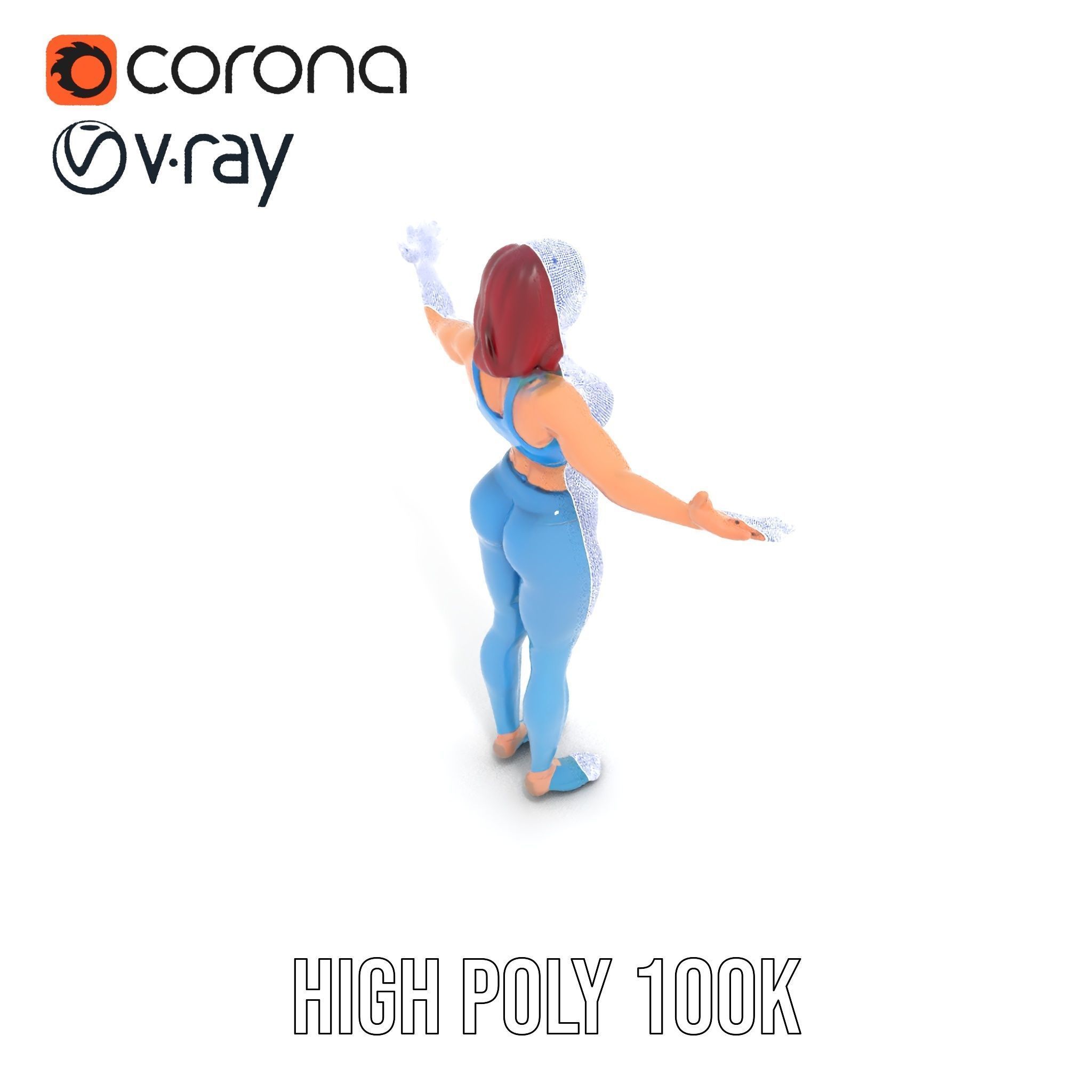 Fitness Enthusiast D Character Model Rigged and Animated Low-poly 3D model_33