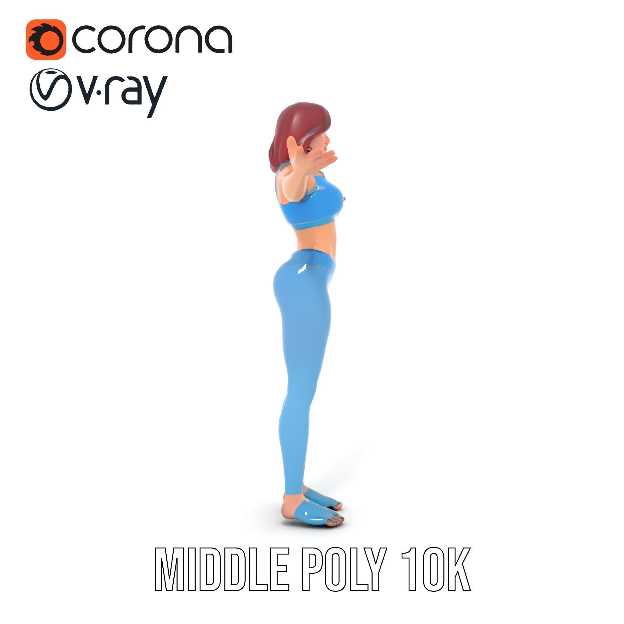 Fitness Enthusiast D Character Model Rigged and Animated Low-poly 3D model_24