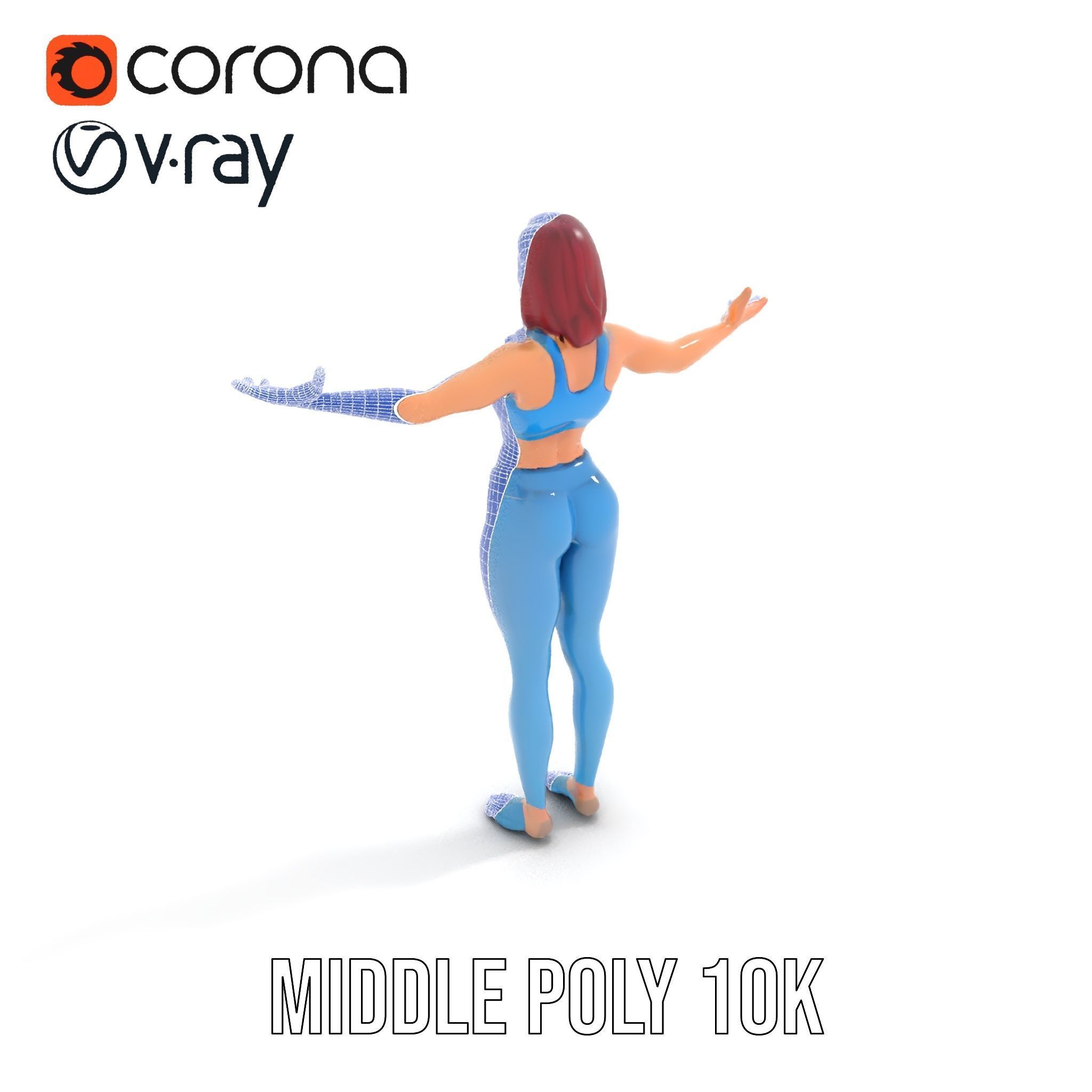 Fitness Enthusiast D Character Model Rigged and Animated Low-poly 3D model_16