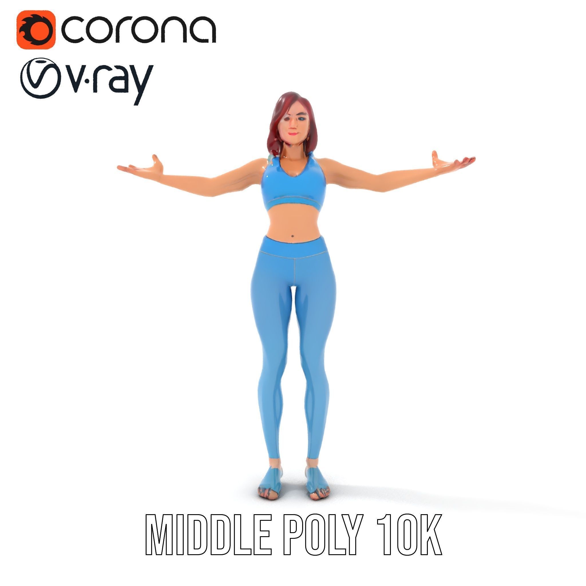 Fitness Enthusiast D Character Model Rigged and Animated Low-poly 3D model_27