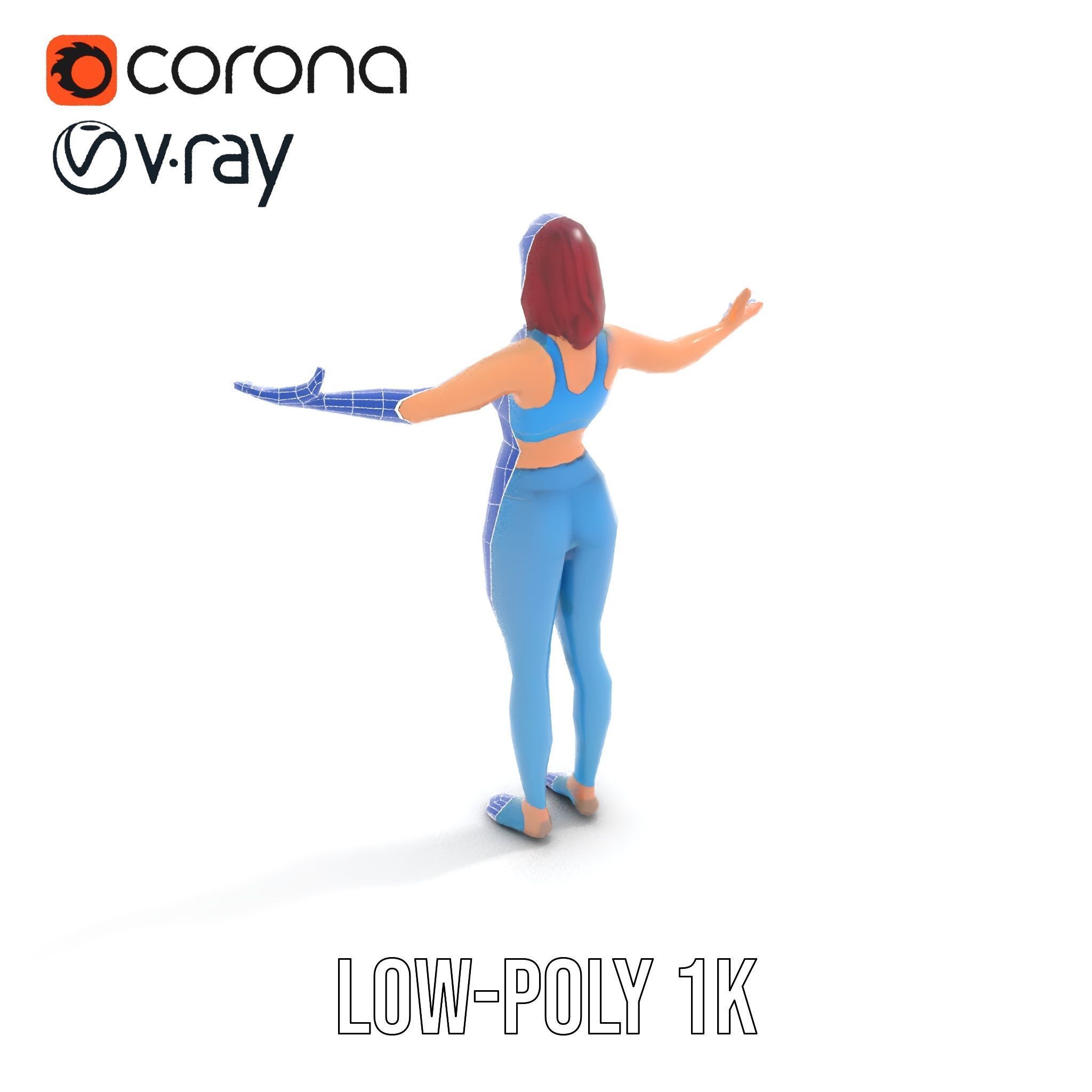 Fitness Enthusiast D Character Model Rigged and Animated Low-poly 3D model_23