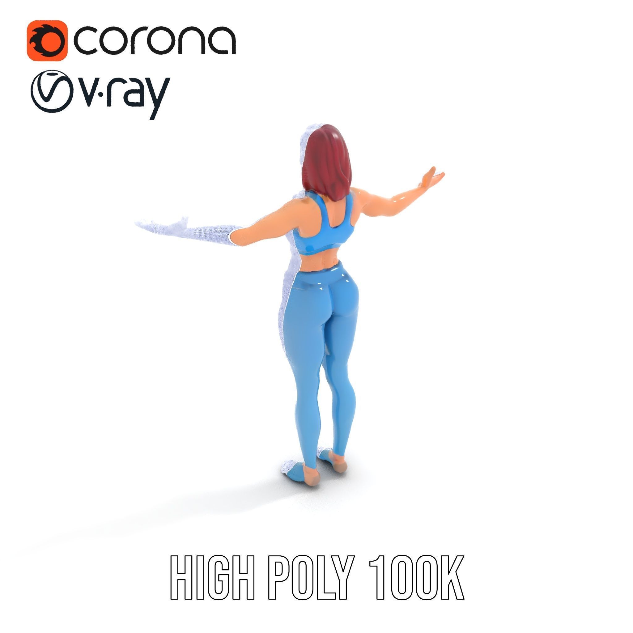 Fitness Enthusiast D Character Model Rigged and Animated Low-poly 3D model_31