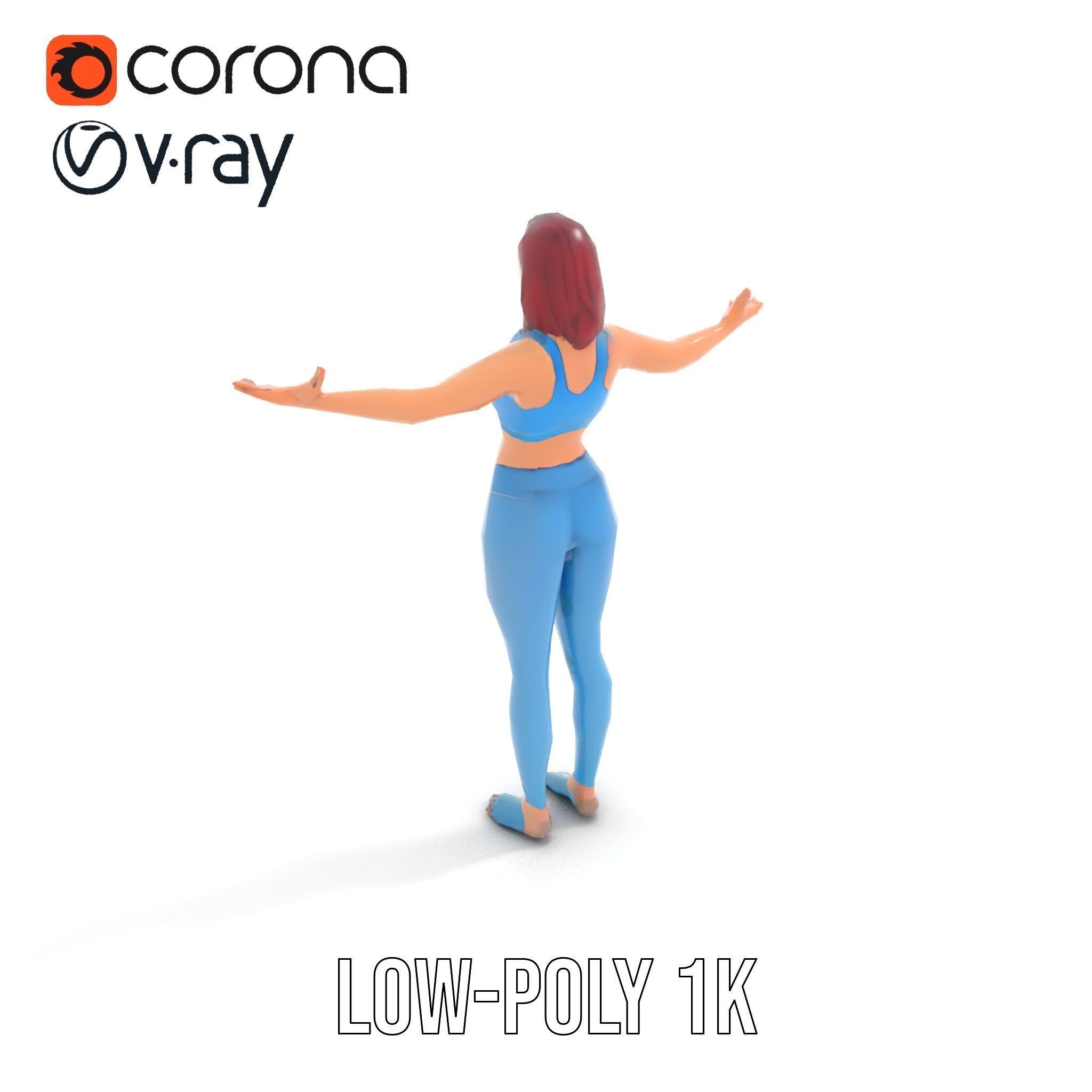 Fitness Enthusiast D Character Model Rigged and Animated Low-poly 3D model_14