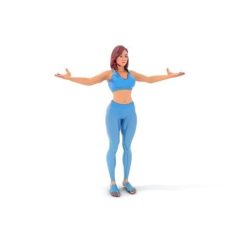 Fitness Enthusiast D Character Model  Rigged and Animated Low-poly 3D model