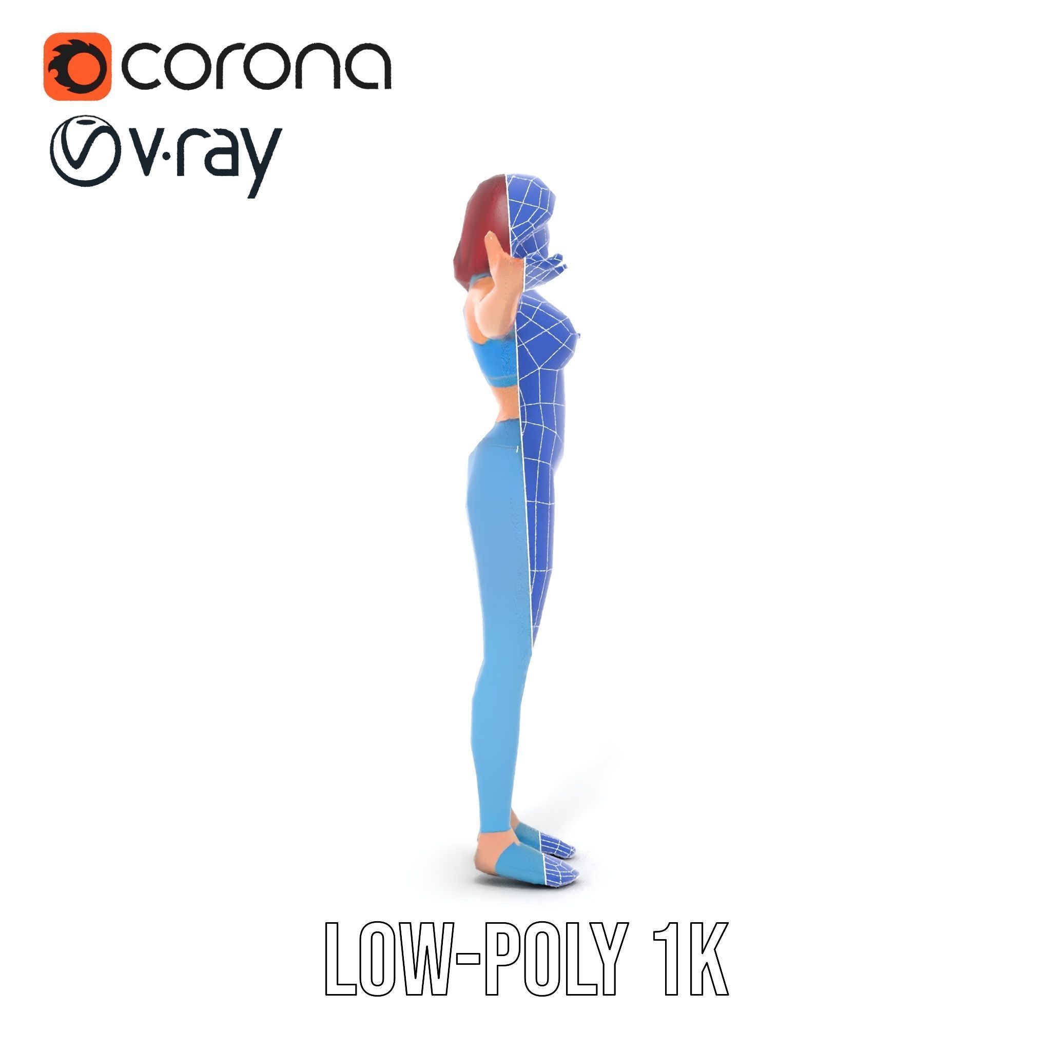 Fitness Enthusiast D Character Model Rigged and Animated Low-poly 3D model_25