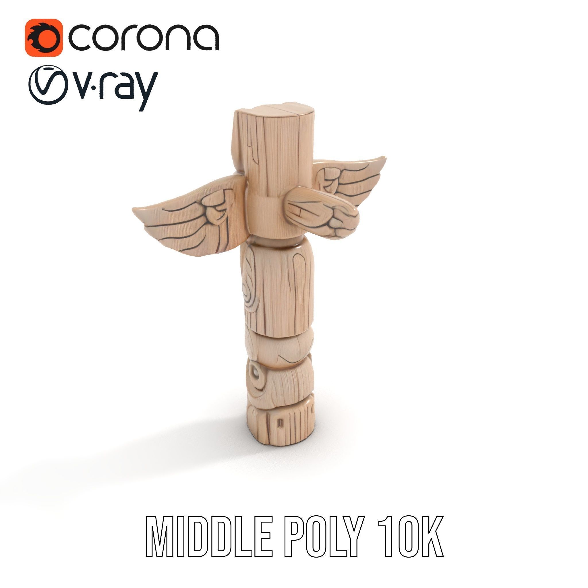 Wooden Totem Pole Model Pack Low-poly 3D model_5
