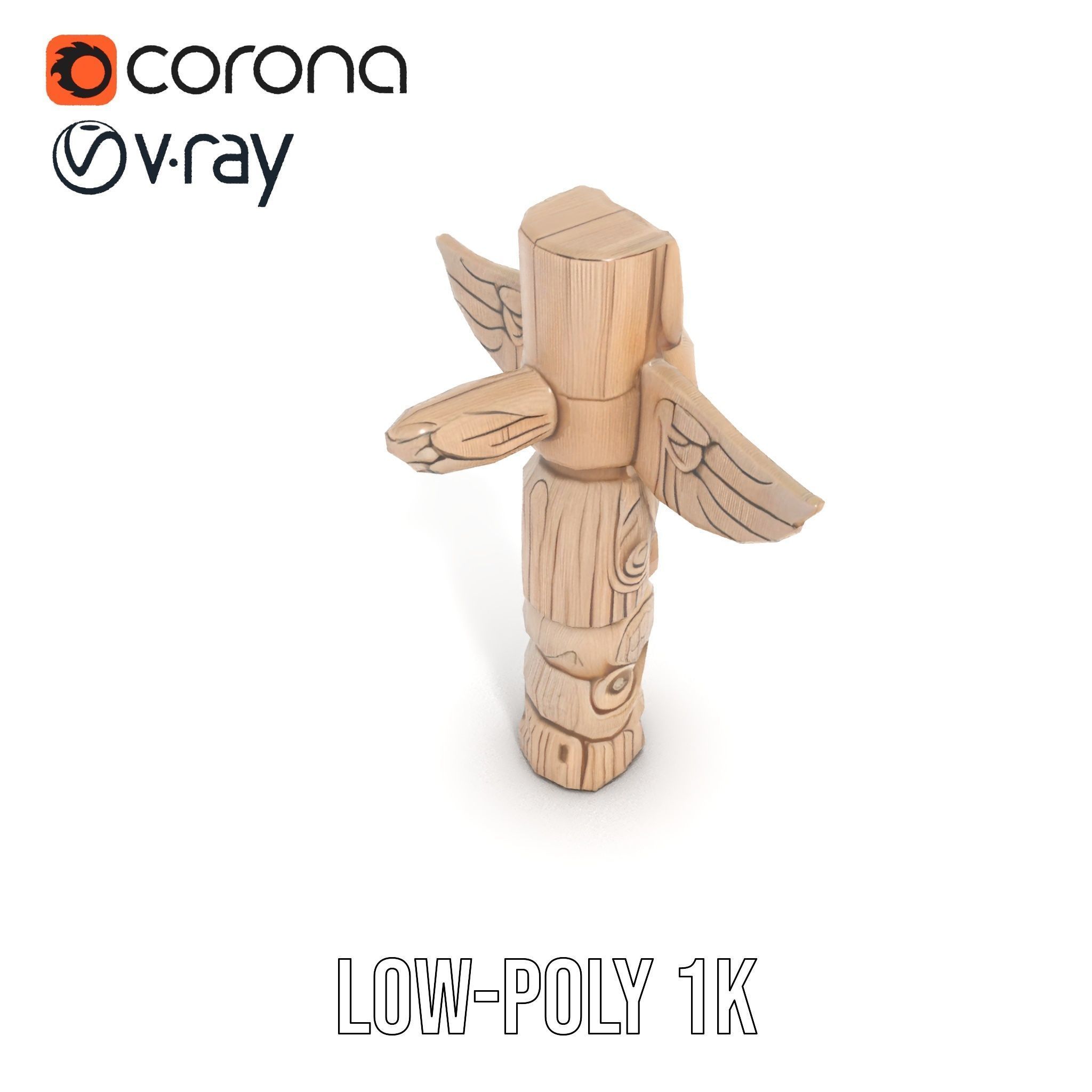Wooden Totem Pole Model Pack Low-poly 3D model_16
