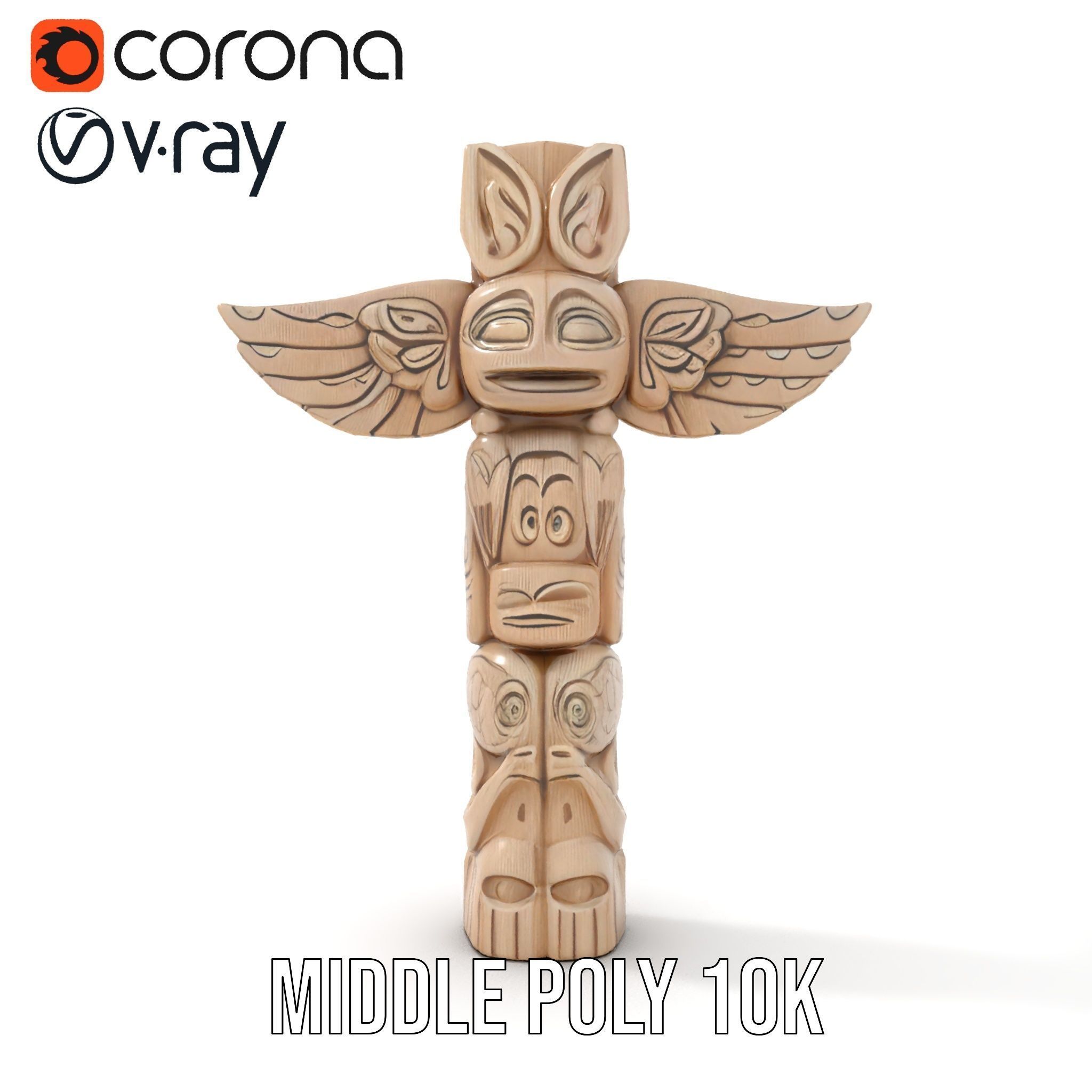 Wooden Totem Pole Model Pack Low-poly 3D model_15
