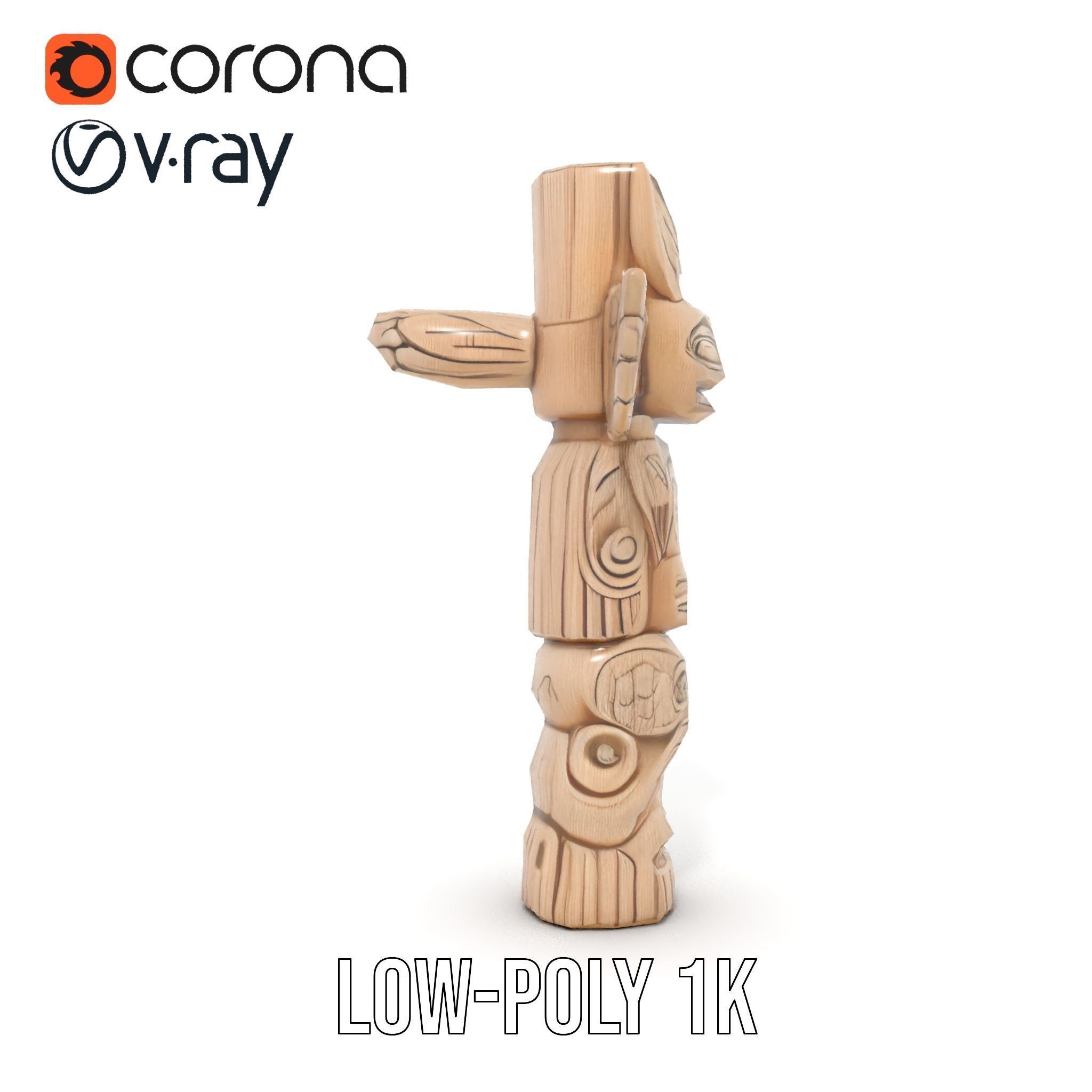 Wooden Totem Pole Model Pack Low-poly 3D model_14