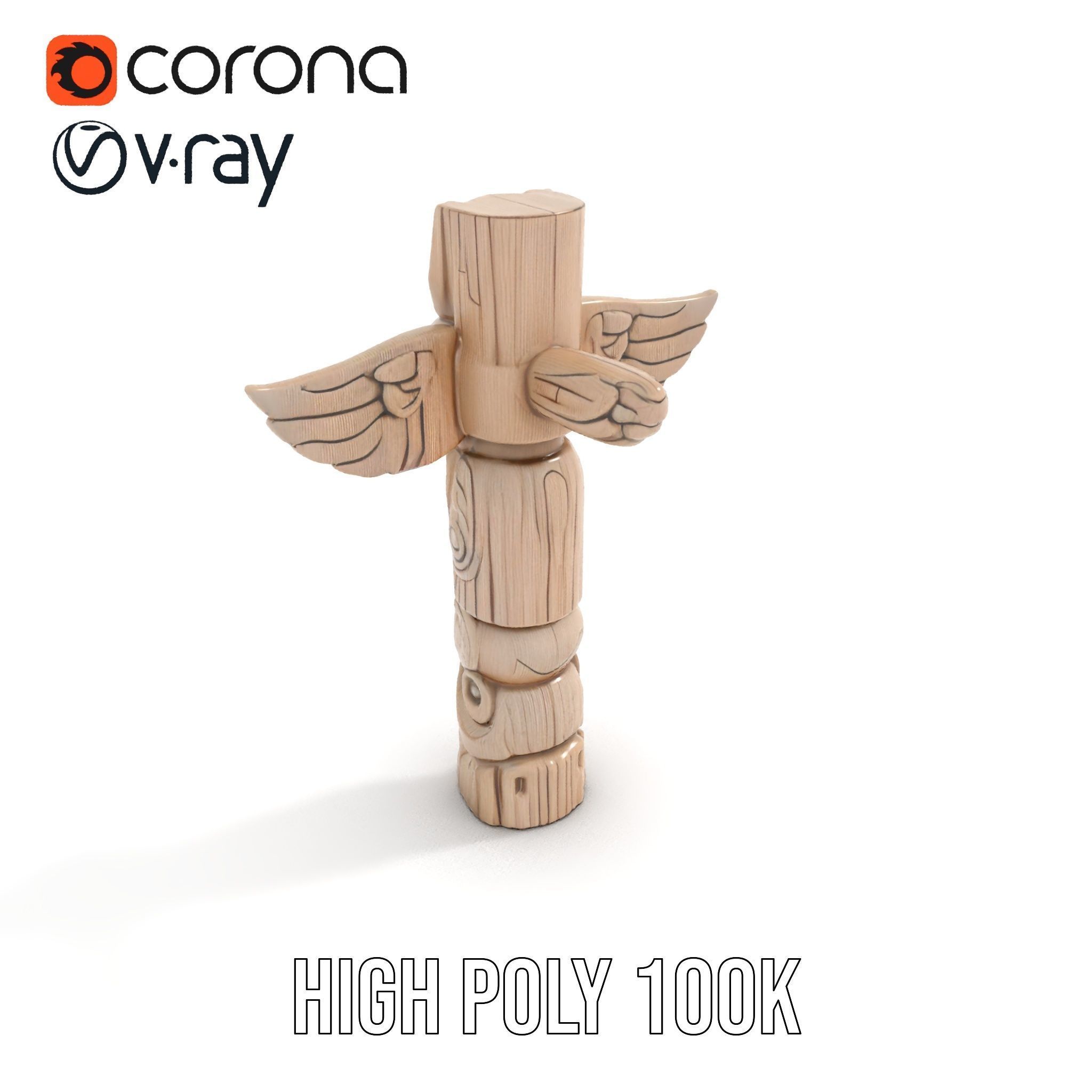 Wooden Totem Pole Model Pack Low-poly 3D model_20
