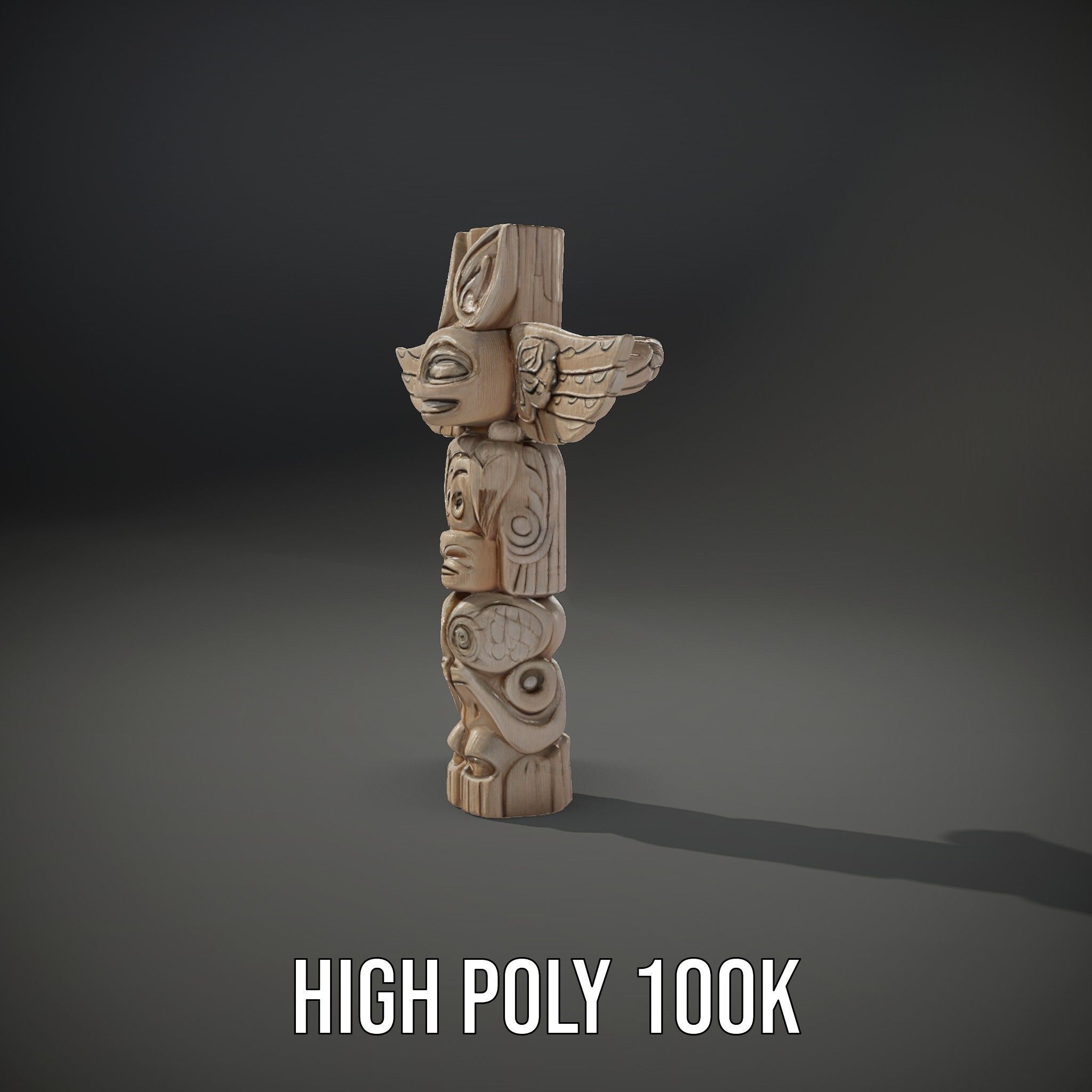 Wooden Totem Pole Model Pack Low-poly 3D model_8