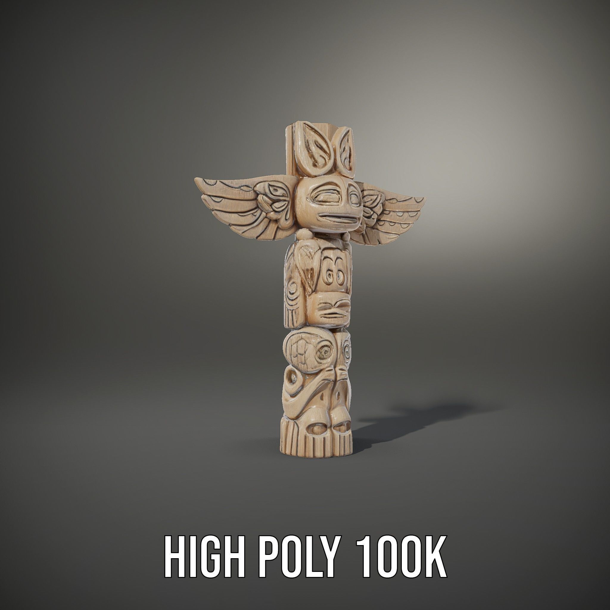 Wooden Totem Pole Model Pack Low-poly 3D model_10