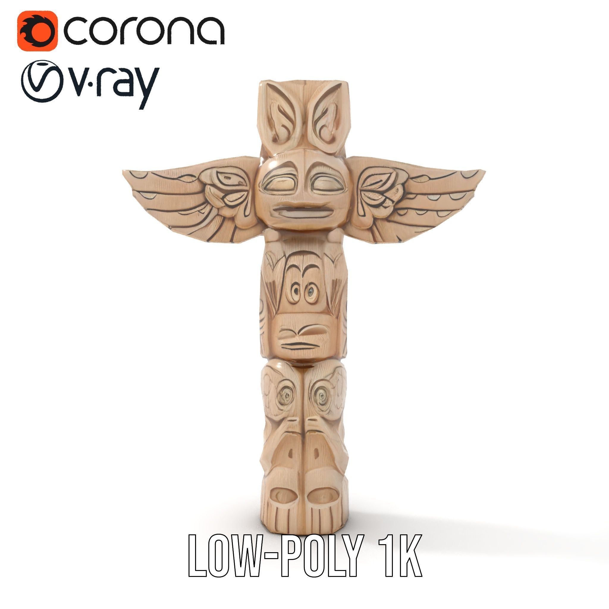 Wooden Totem Pole Model Pack Low-poly 3D model_22