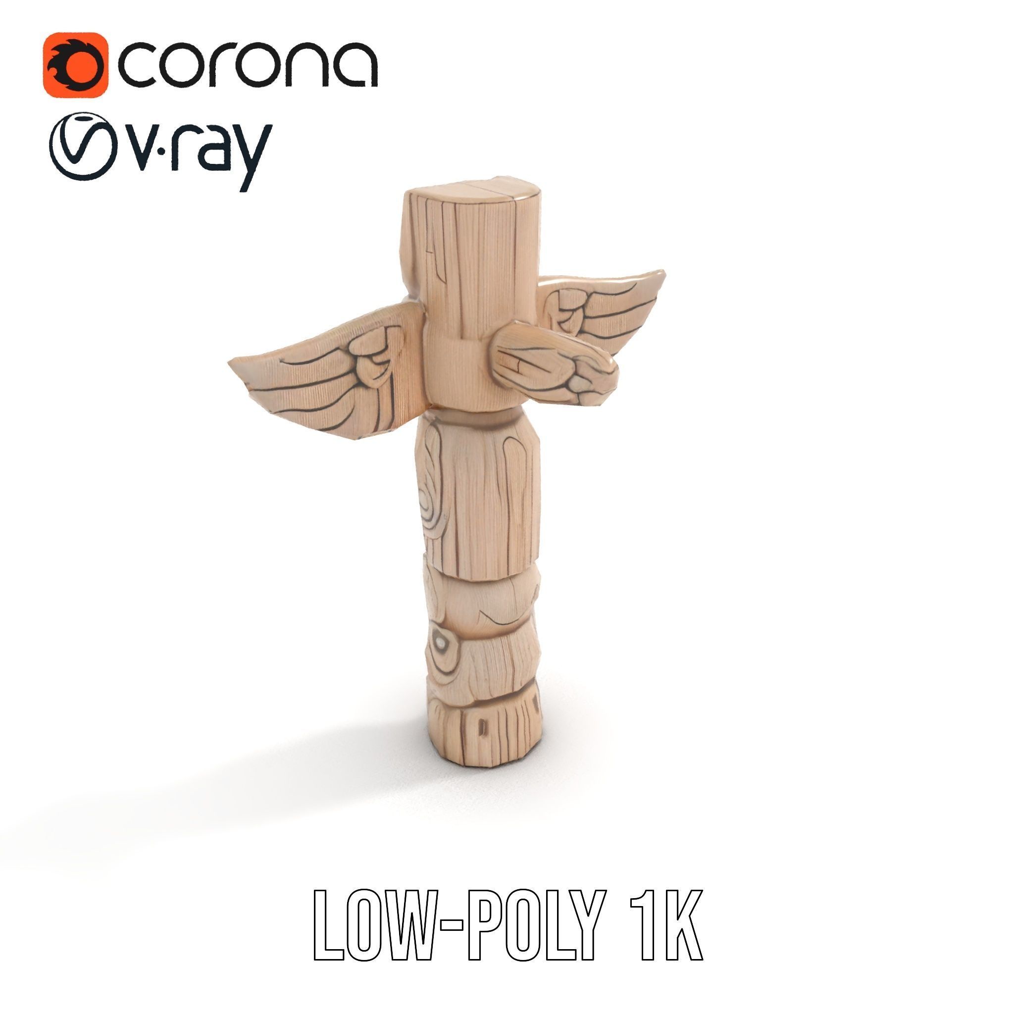 Wooden Totem Pole Model Pack Low-poly 3D model_7
