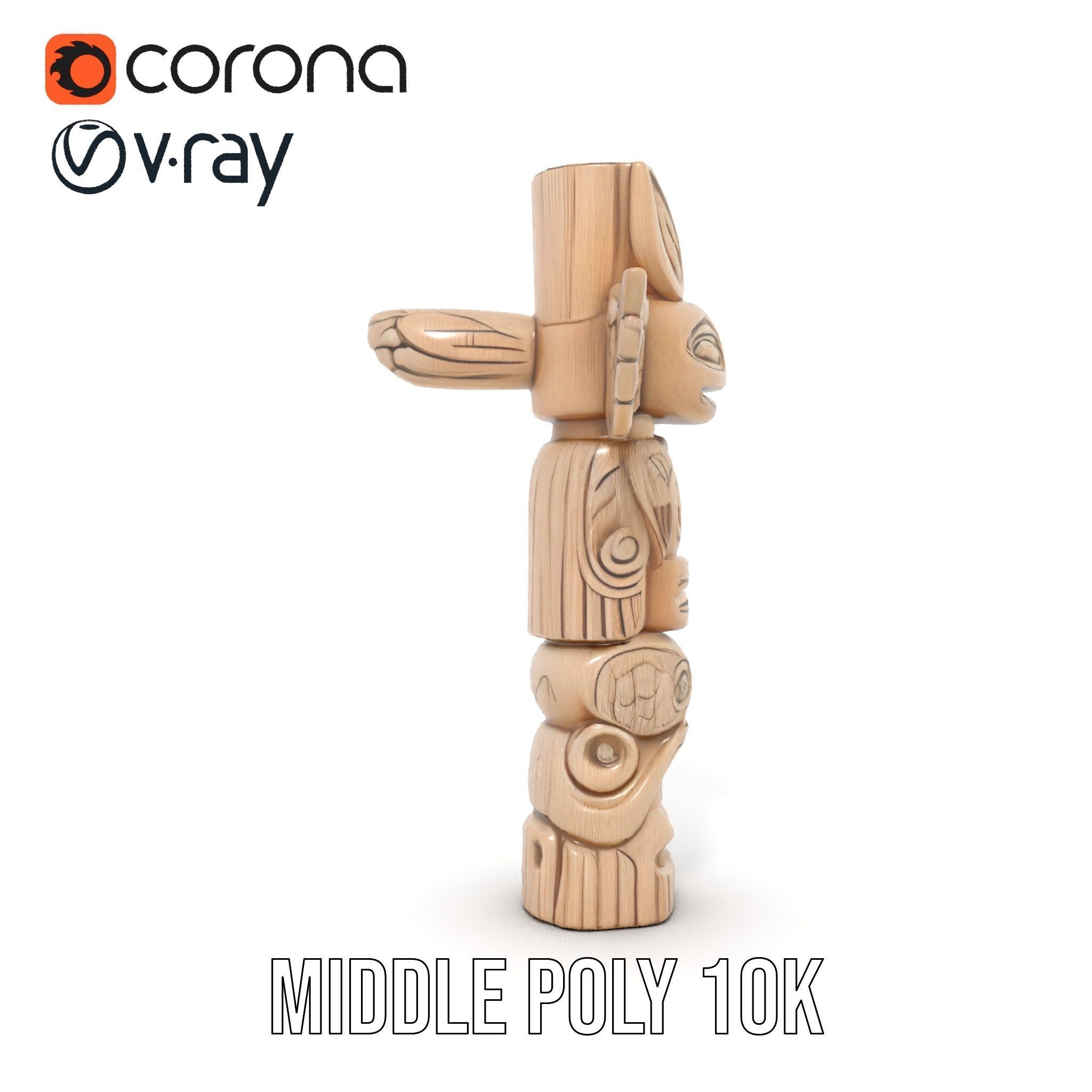 Wooden Totem Pole Model Pack Low-poly 3D model_18