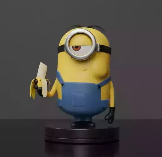 Hungry Minion Eating a Banana  - High-Detail 3D Printable Model