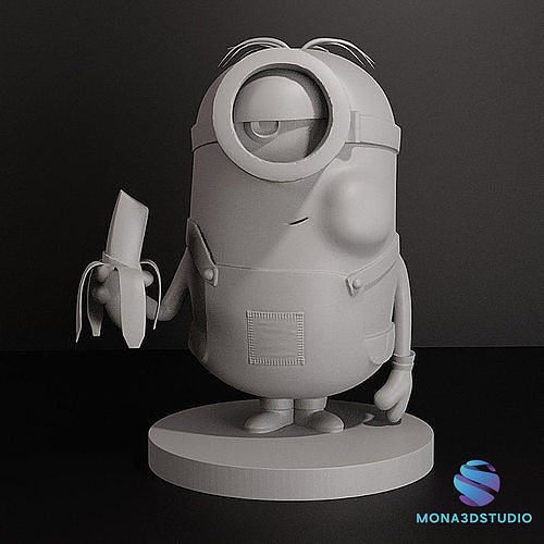 Hungry Minion Eating a Banana  - High-Detail 3D Printable Model 3D print model
