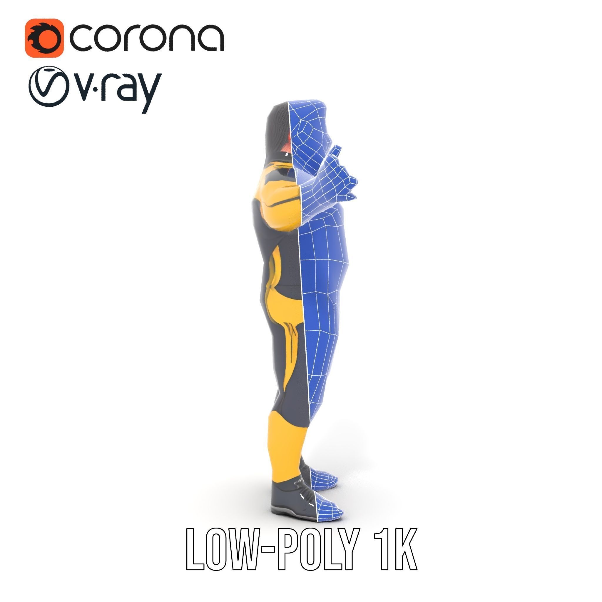 Energetic Racing Hero Rigged and Animated D Character Model Low-poly 3D model_27