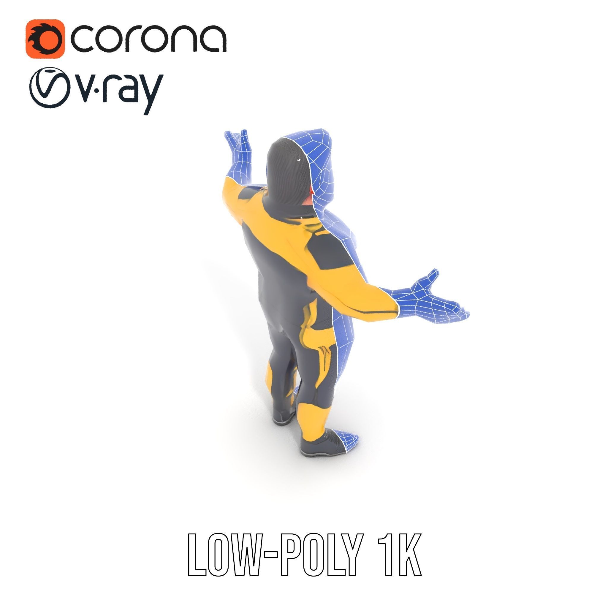 Energetic Racing Hero Rigged and Animated D Character Model Low-poly 3D model_14