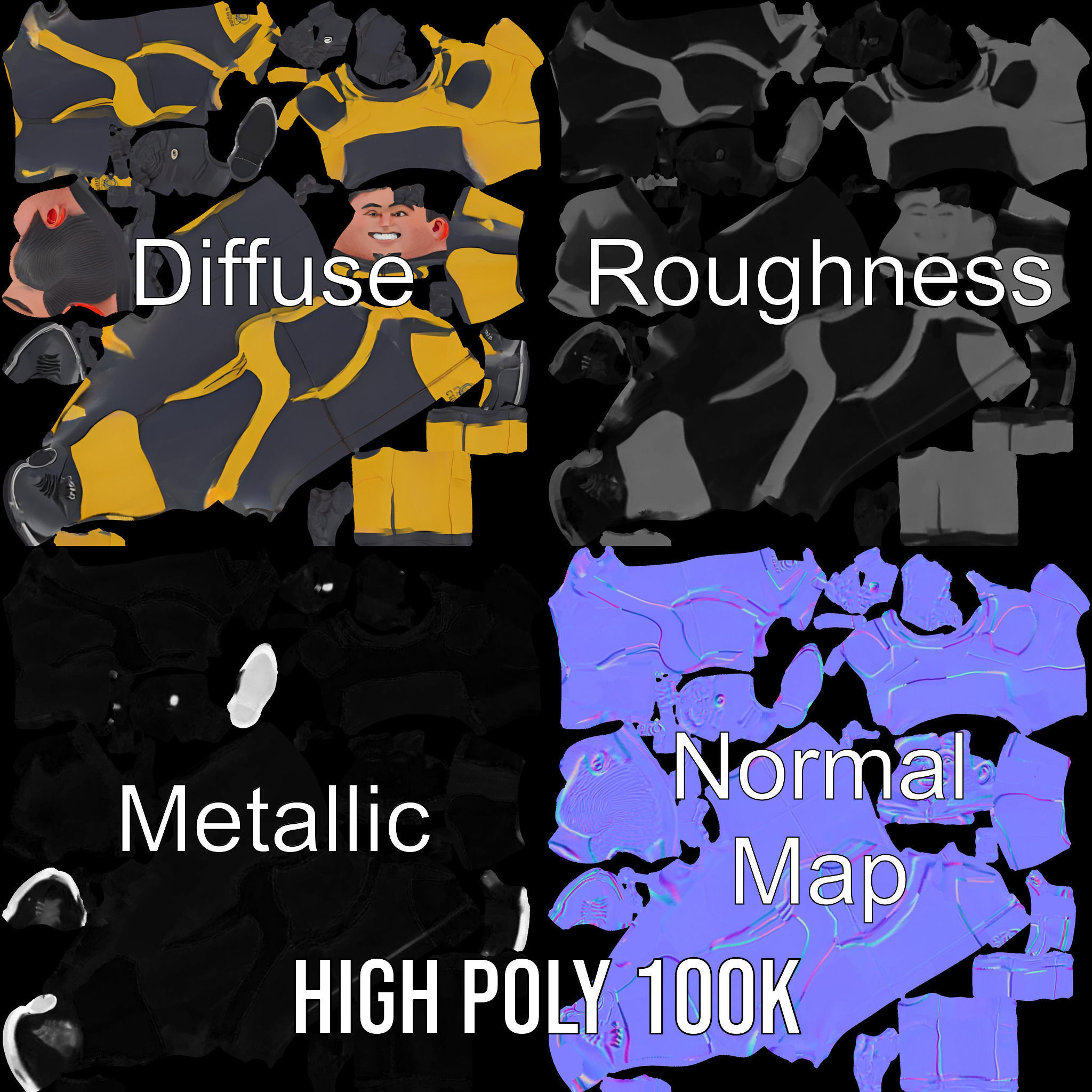 Energetic Racing Hero Rigged and Animated D Character Model Low-poly 3D model_3