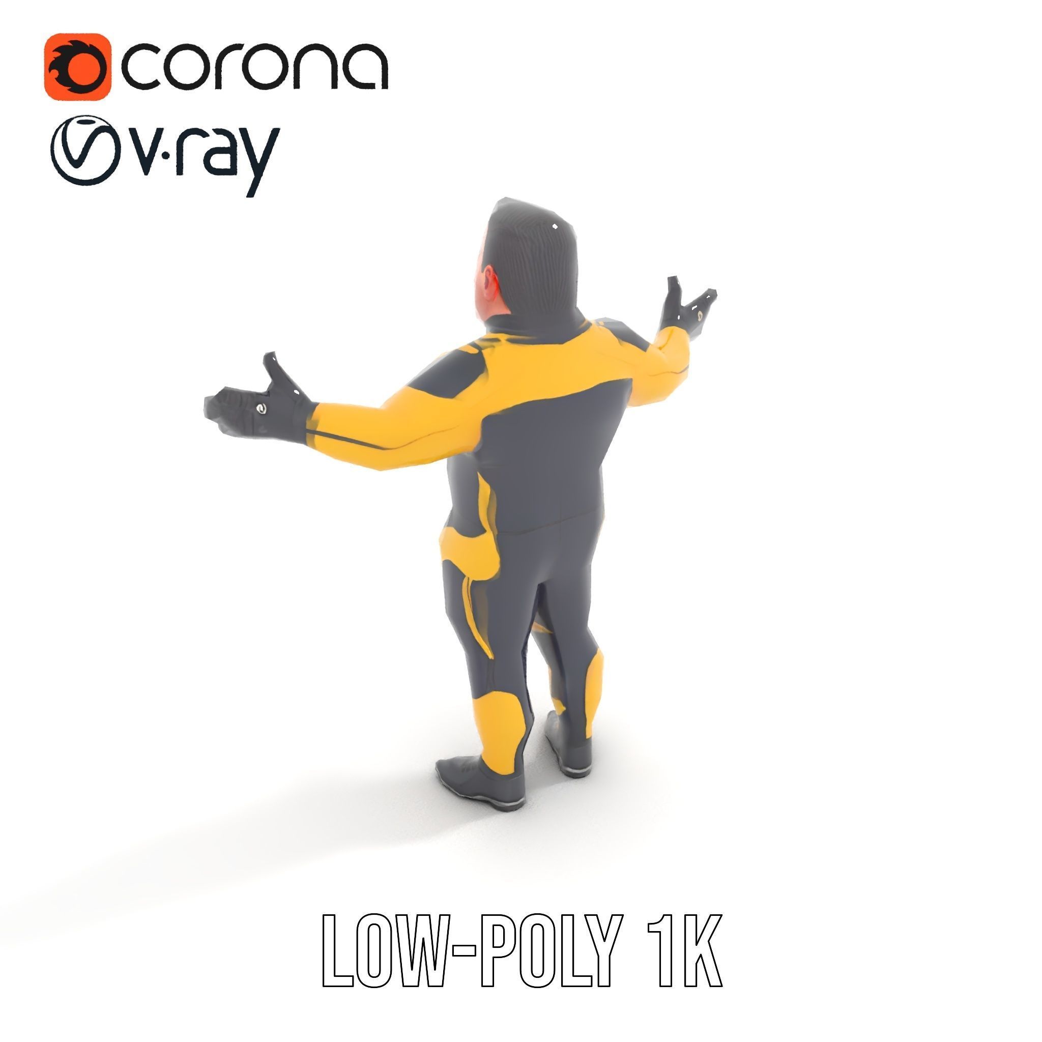 Energetic Racing Hero Rigged and Animated D Character Model Low-poly 3D model_25