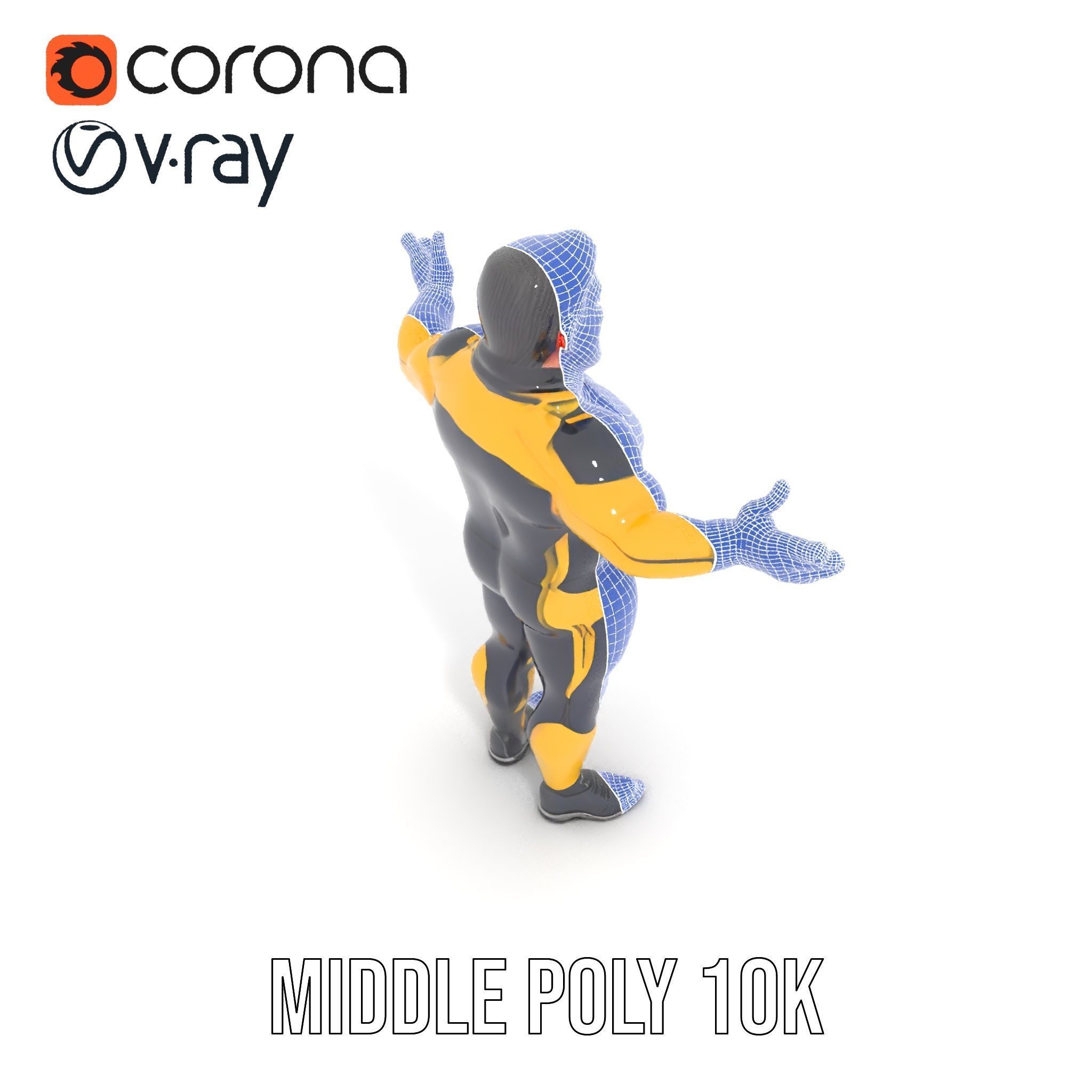 Energetic Racing Hero Rigged and Animated D Character Model Low-poly 3D model_34