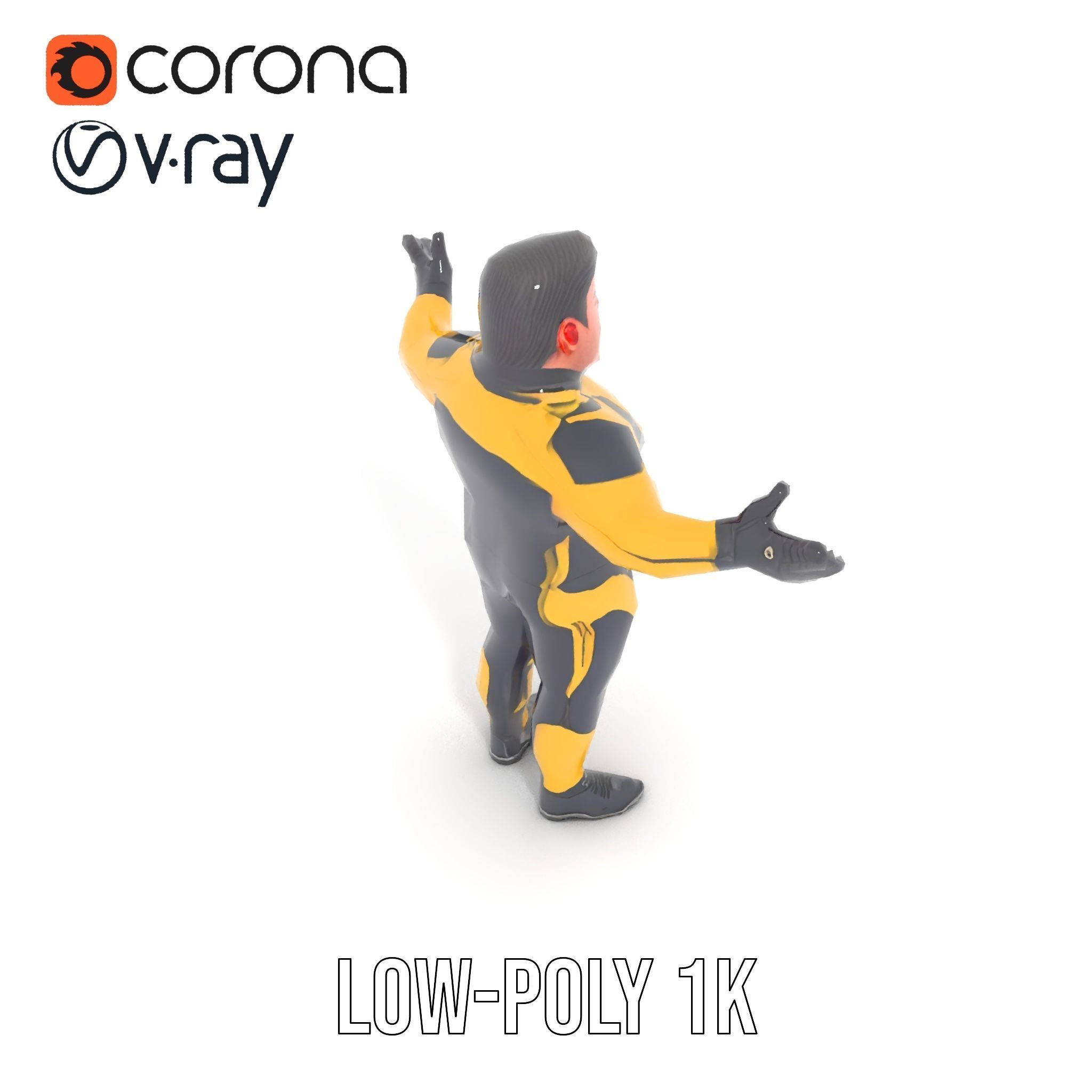 Energetic Racing Hero Rigged and Animated D Character Model Low-poly 3D model_19