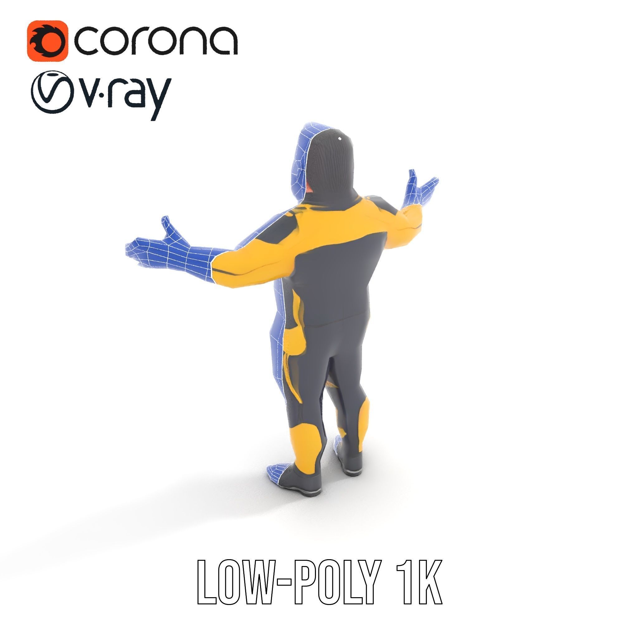 Energetic Racing Hero Rigged and Animated D Character Model Low-poly 3D model_22