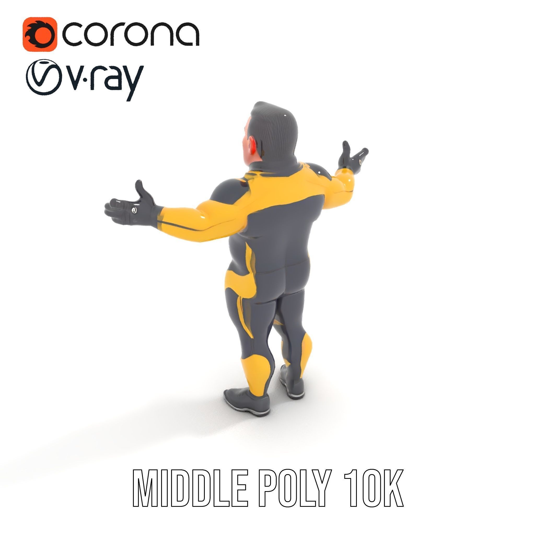 Energetic Racing Hero Rigged and Animated D Character Model Low-poly 3D model_15