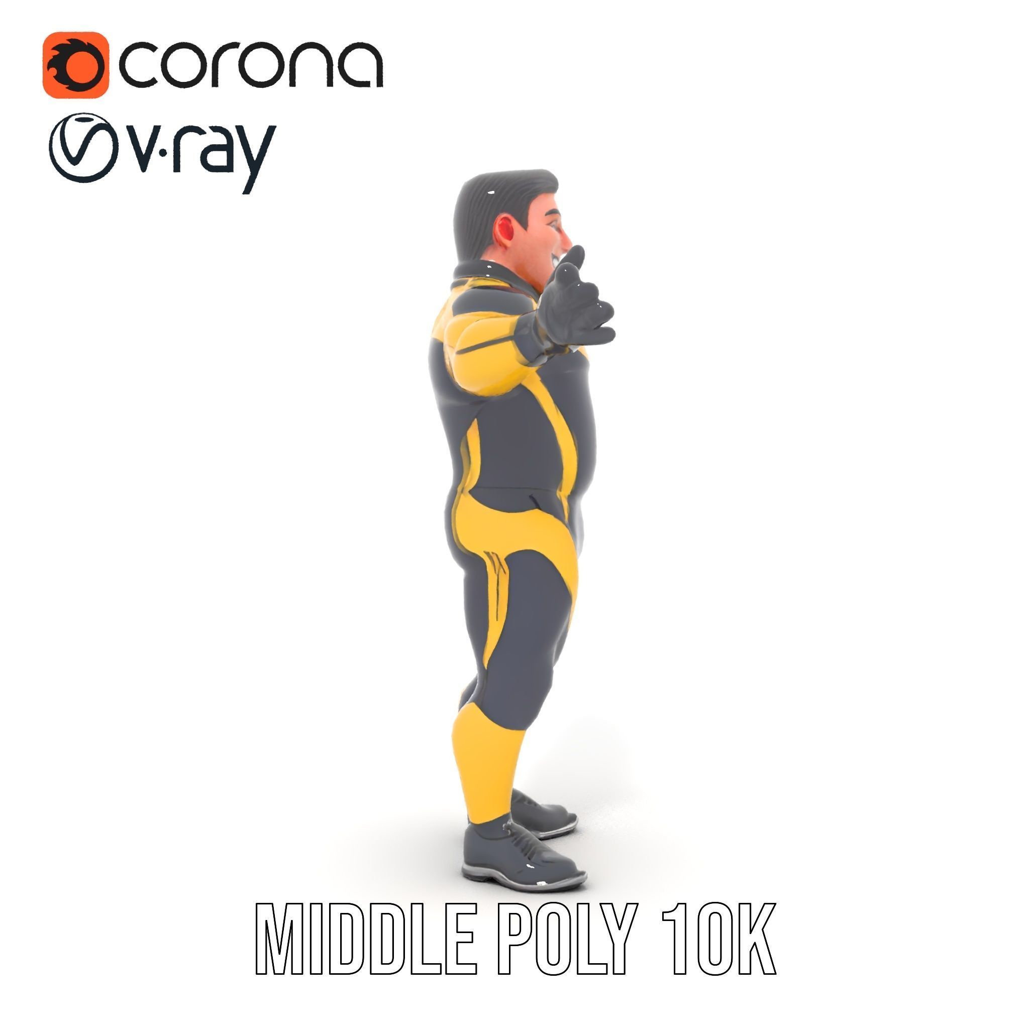 Energetic Racing Hero Rigged and Animated D Character Model Low-poly 3D model_32