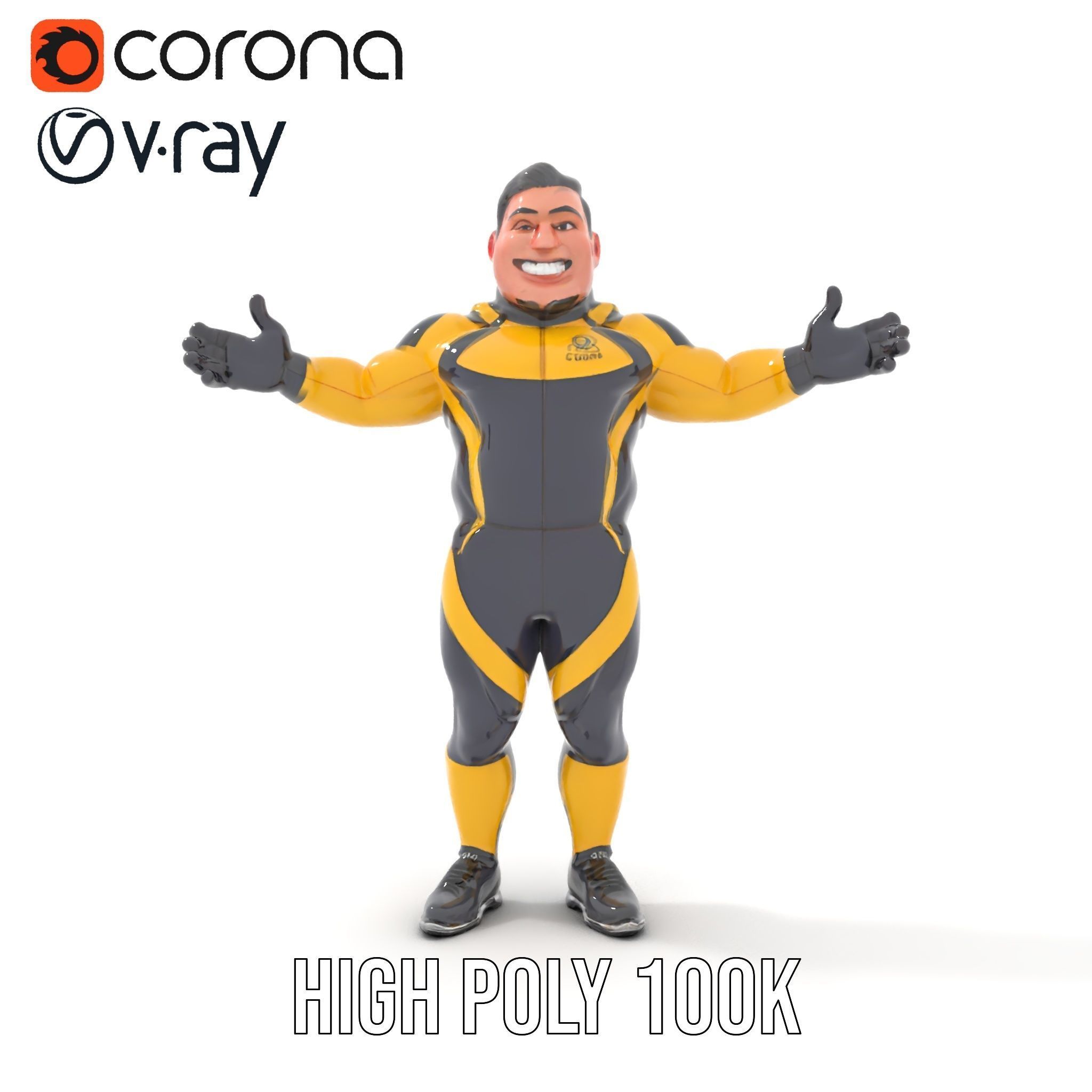 Energetic Racing Hero Rigged and Animated D Character Model Low-poly 3D model_28