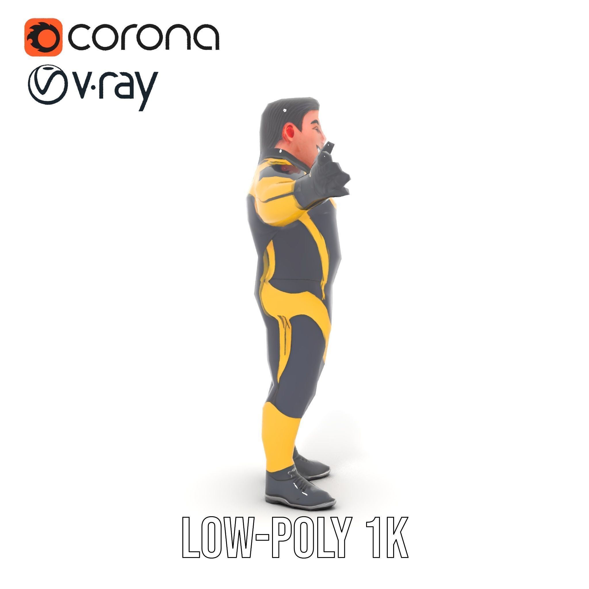 Energetic Racing Hero Rigged and Animated D Character Model Low-poly 3D model_11