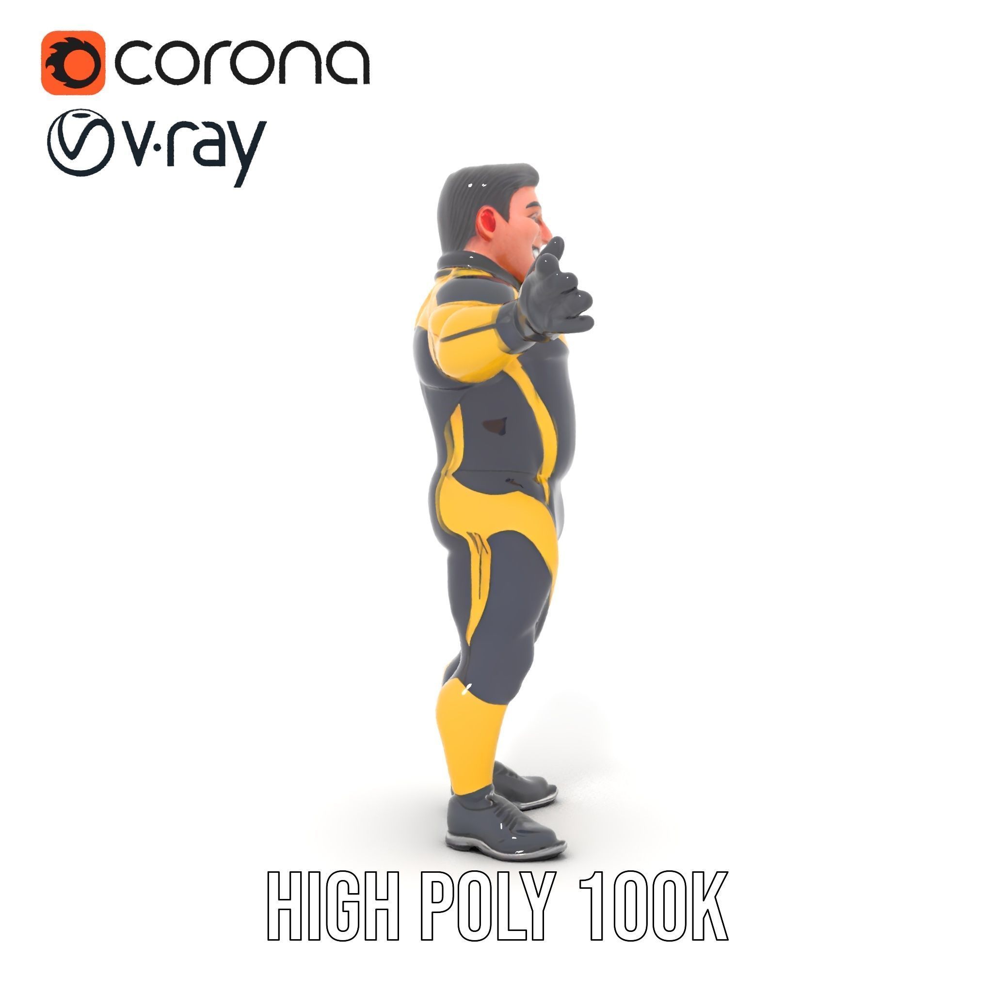 Energetic Racing Hero Rigged and Animated D Character Model Low-poly 3D model_31