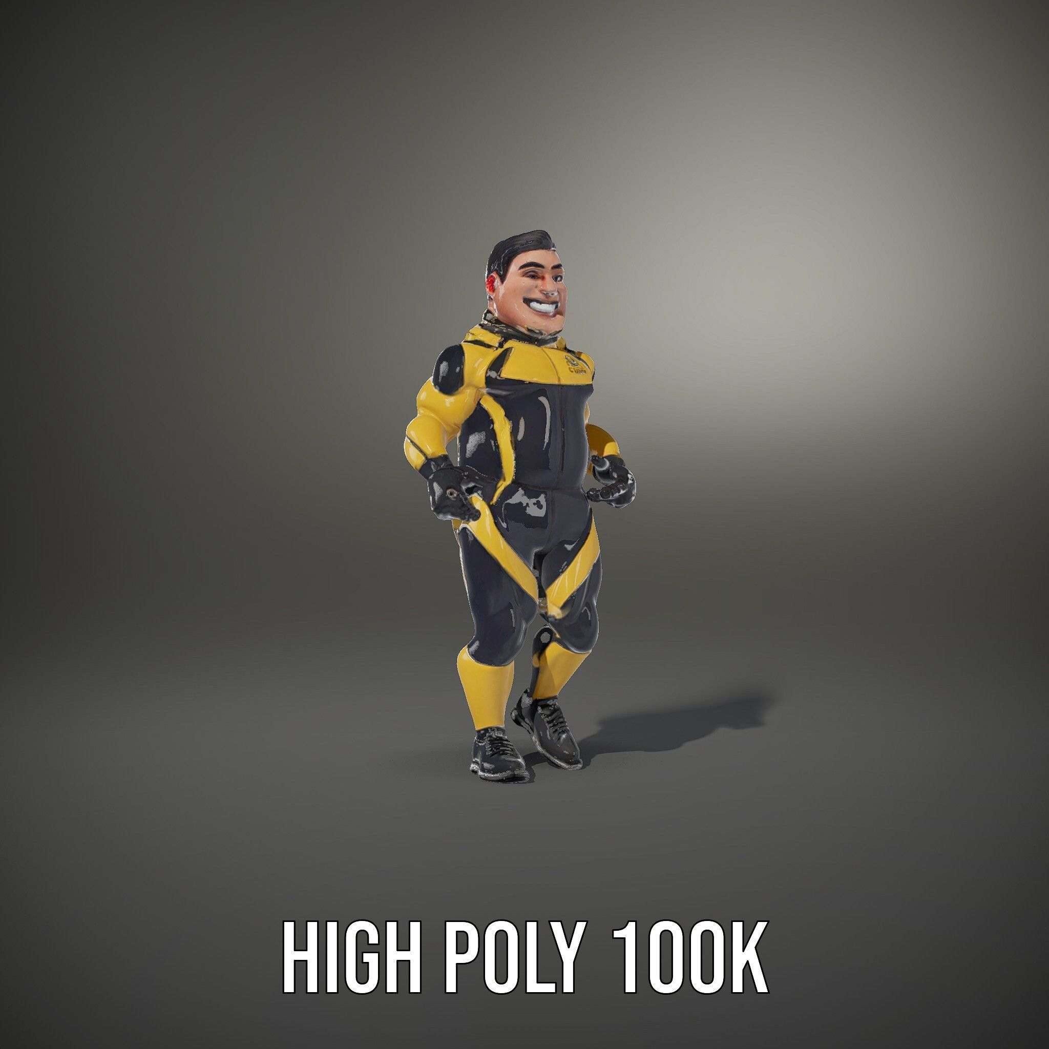 Energetic Racing Hero Rigged and Animated D Character Model Low-poly 3D model_9