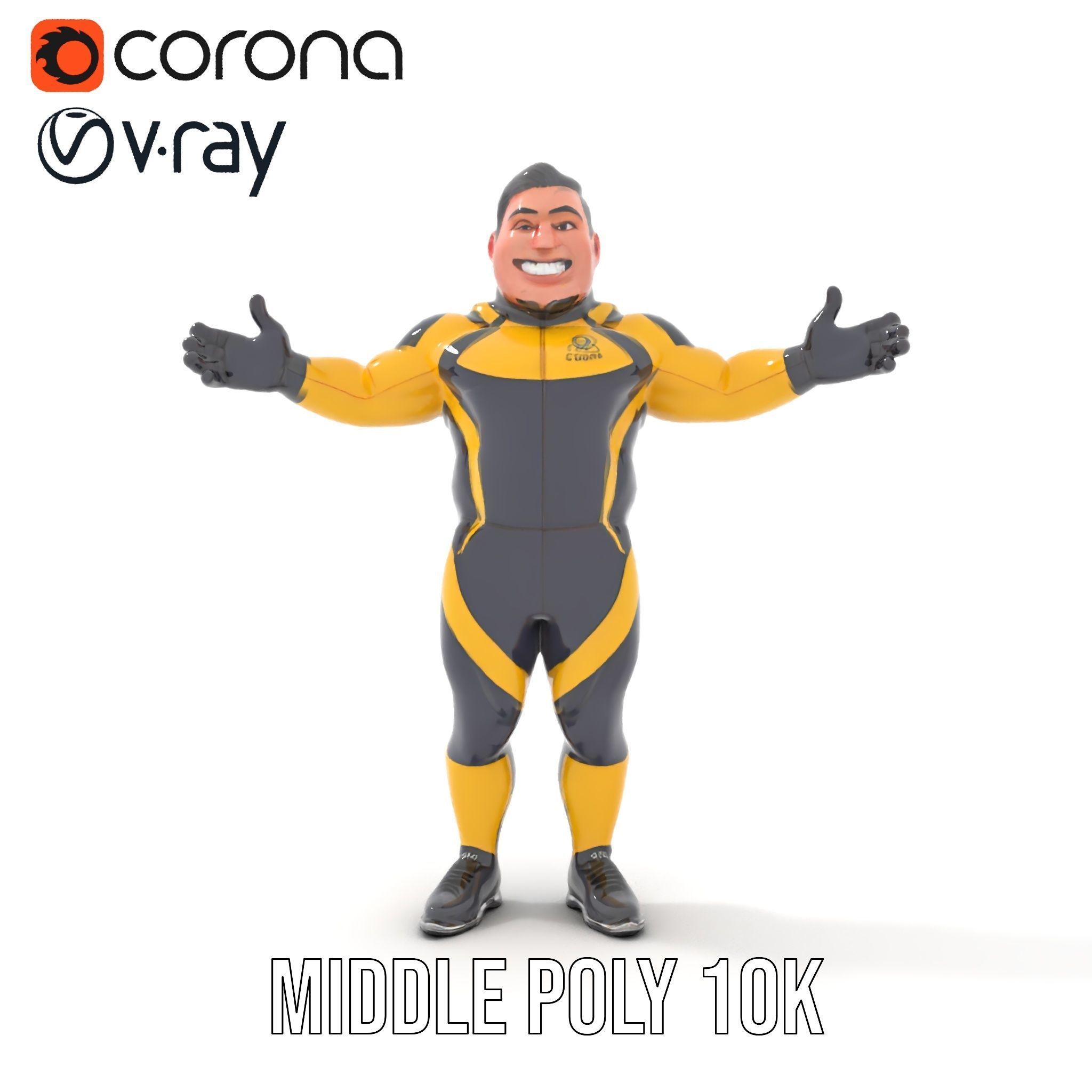 Energetic Racing Hero Rigged and Animated D Character Model Low-poly 3D model_18