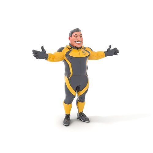 Energetic Racing Hero Rigged and Animated D Character Model Low-poly 3D model