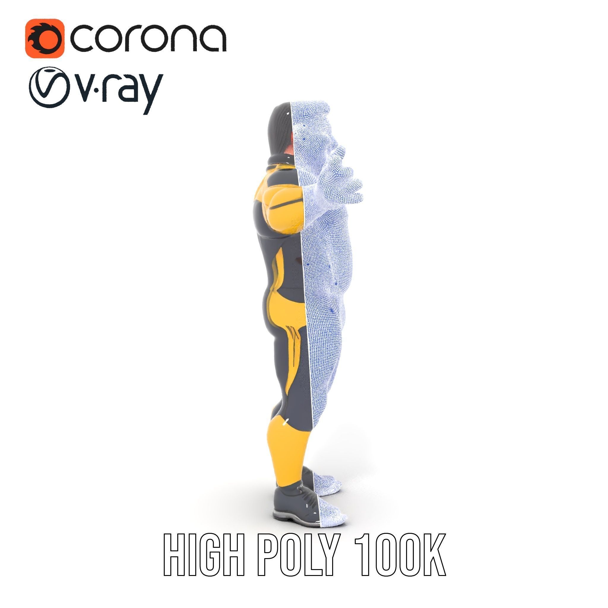 Energetic Racing Hero Rigged and Animated D Character Model Low-poly 3D model_36