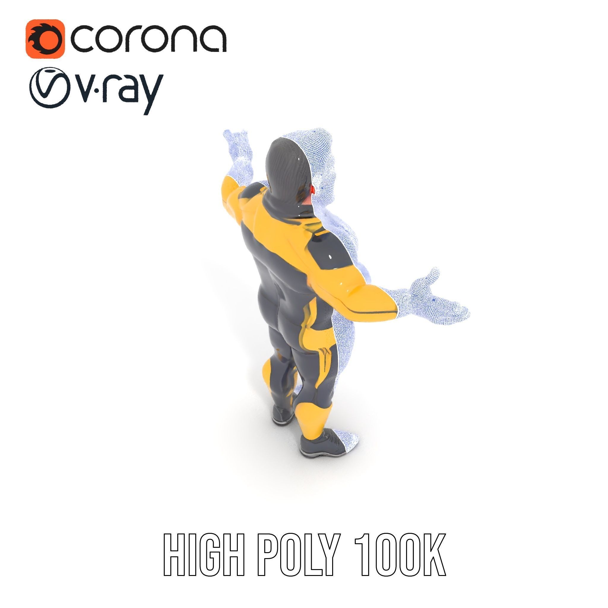 Energetic Racing Hero Rigged and Animated D Character Model Low-poly 3D model_35