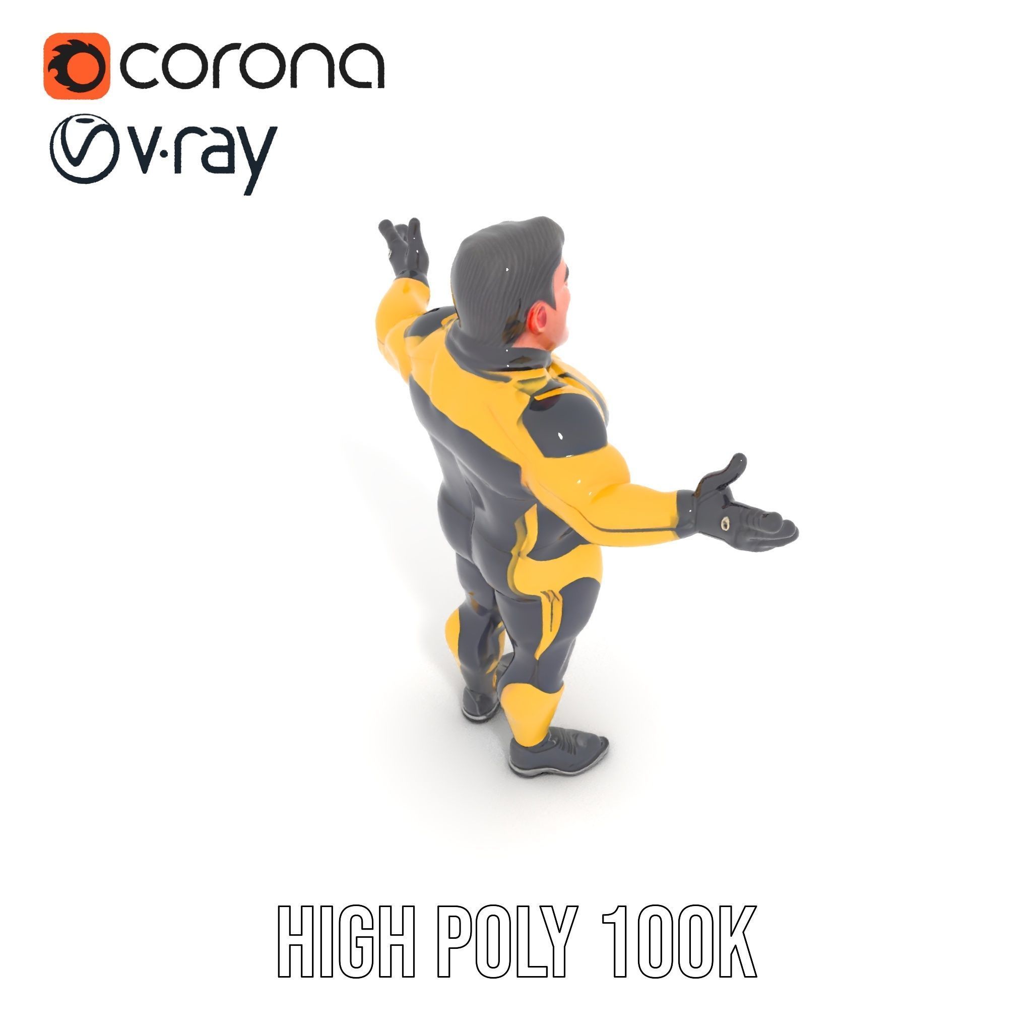Energetic Racing Hero Rigged and Animated D Character Model Low-poly 3D model_17