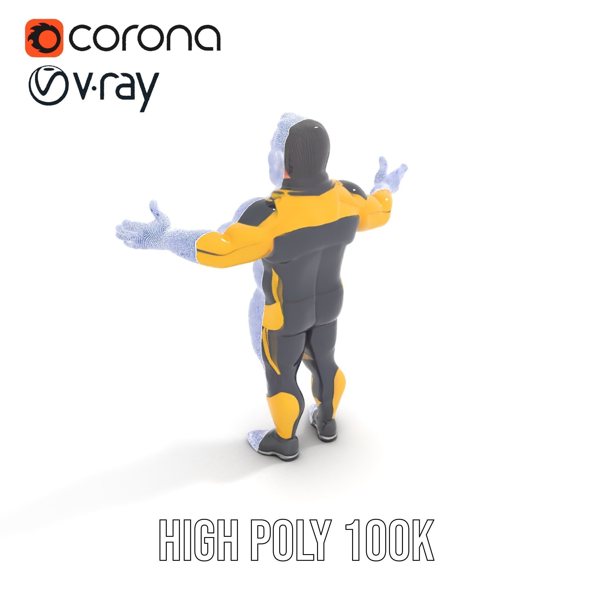 Energetic Racing Hero Rigged and Animated D Character Model Low-poly 3D model_23