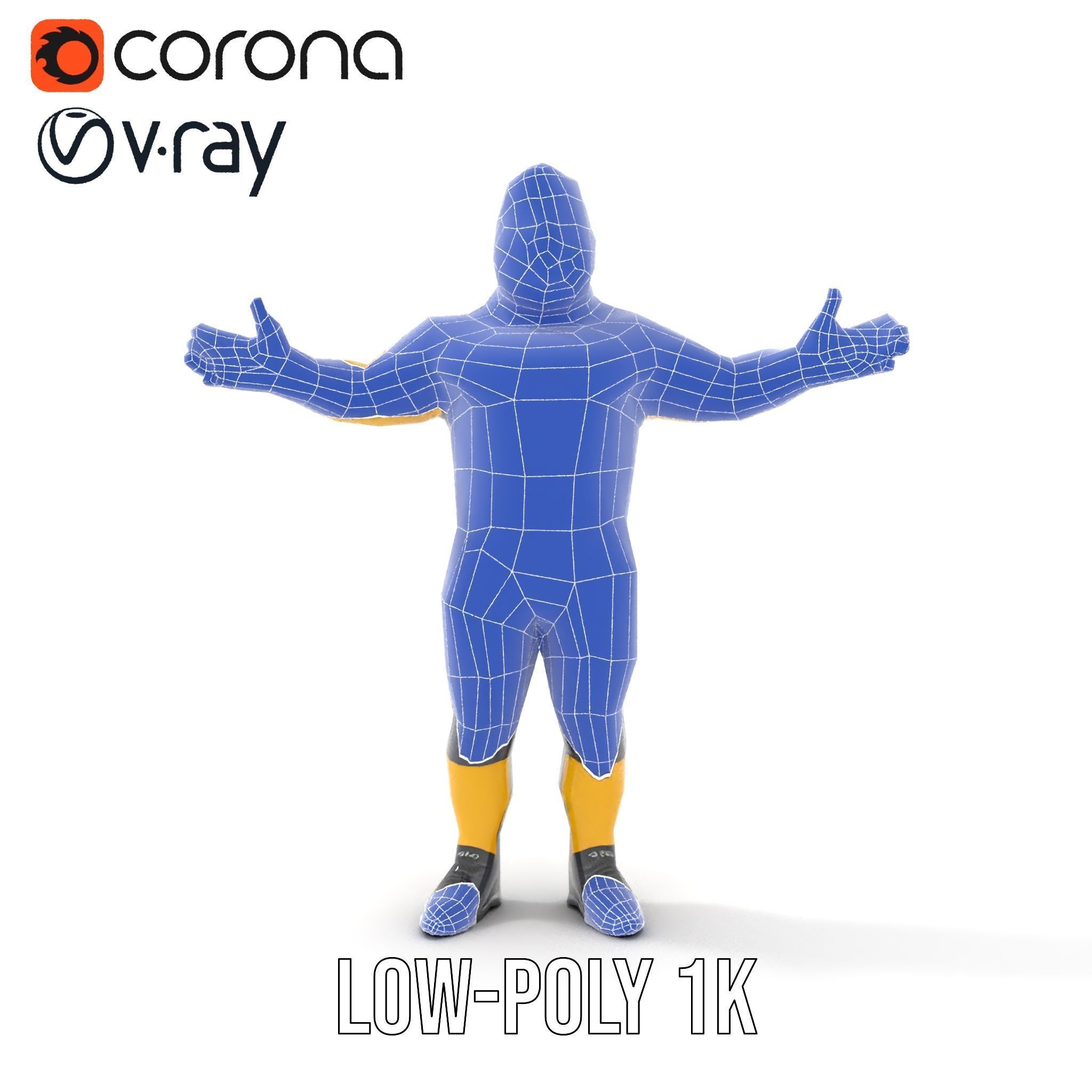 Energetic Racing Hero Rigged and Animated D Character Model Low-poly 3D model_16