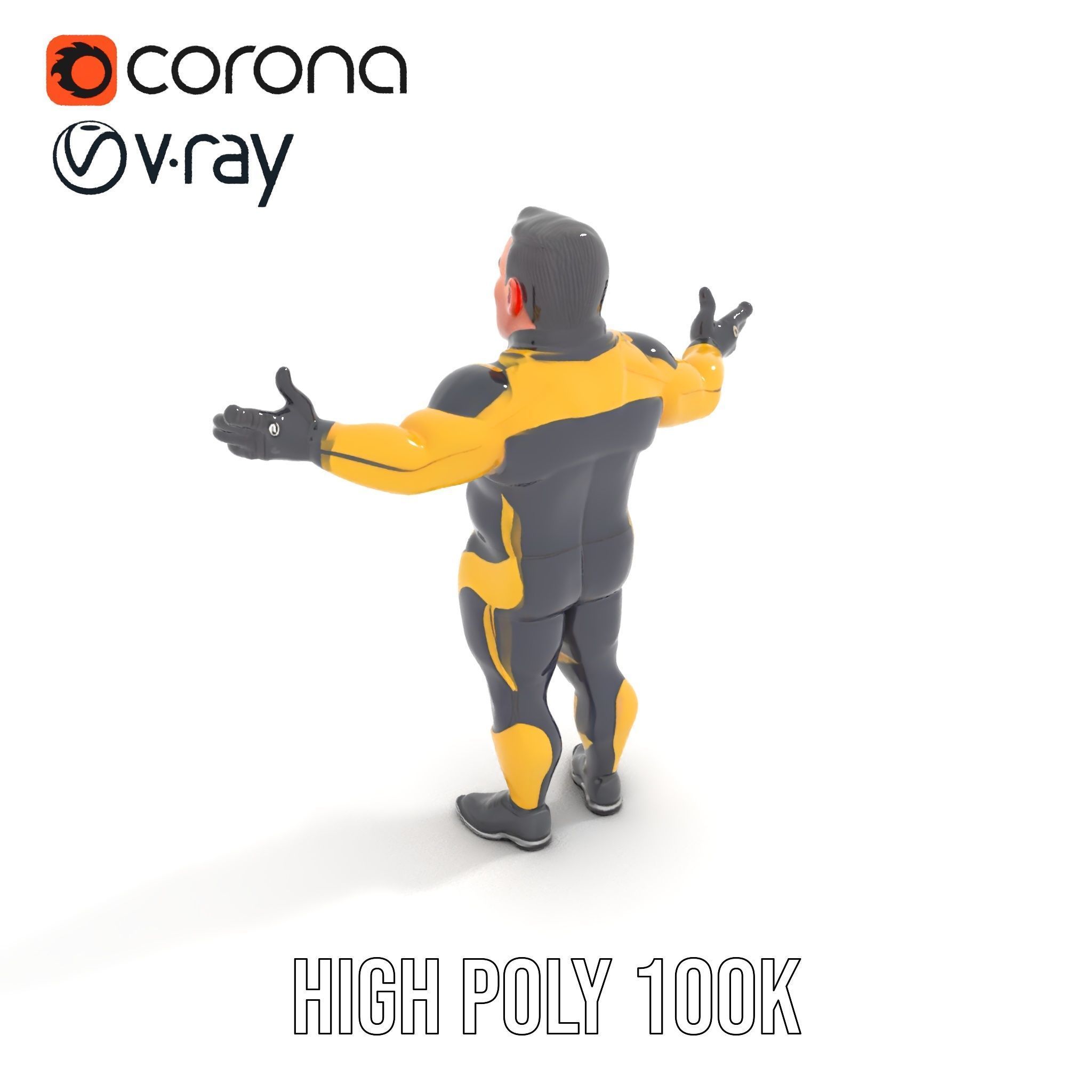 Energetic Racing Hero Rigged and Animated D Character Model Low-poly 3D model_20