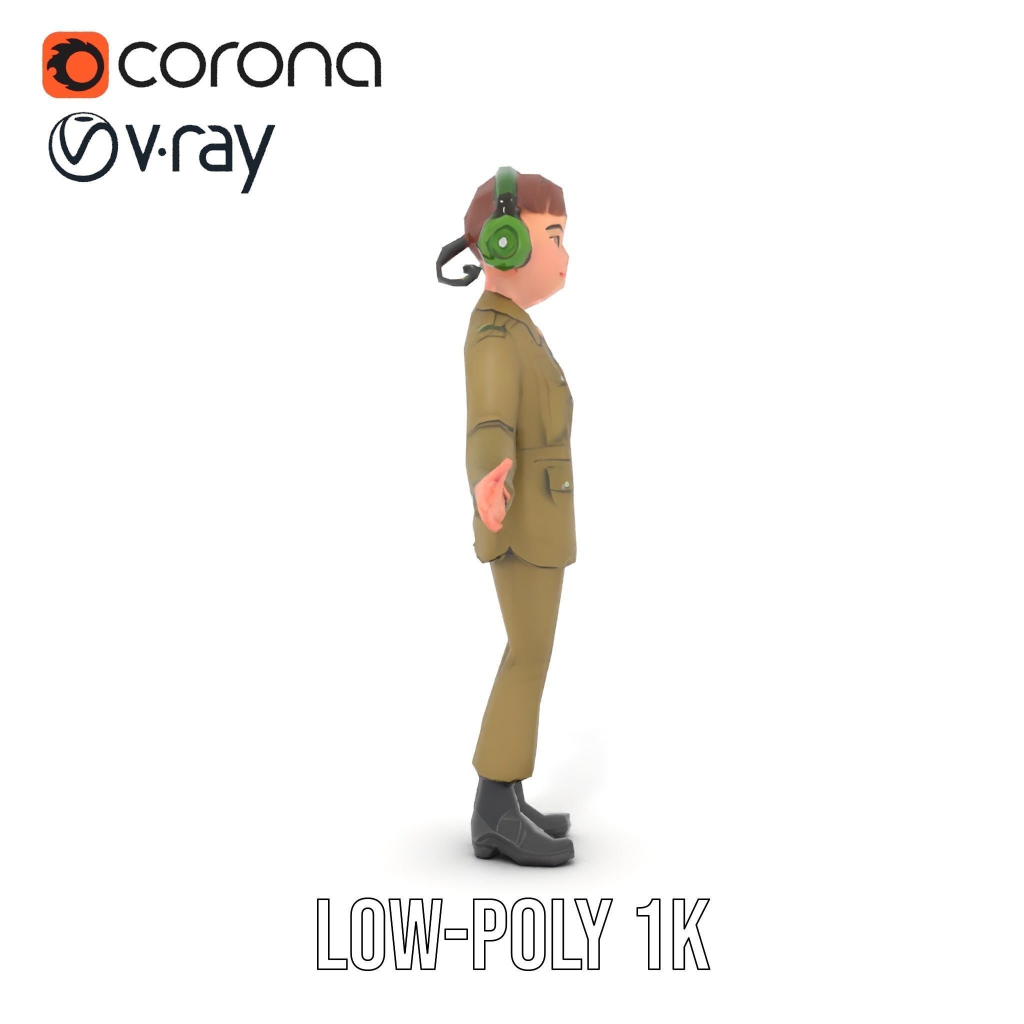 Animated Female Soldier Character Model Rigged and Ready Low-poly 3D model_11